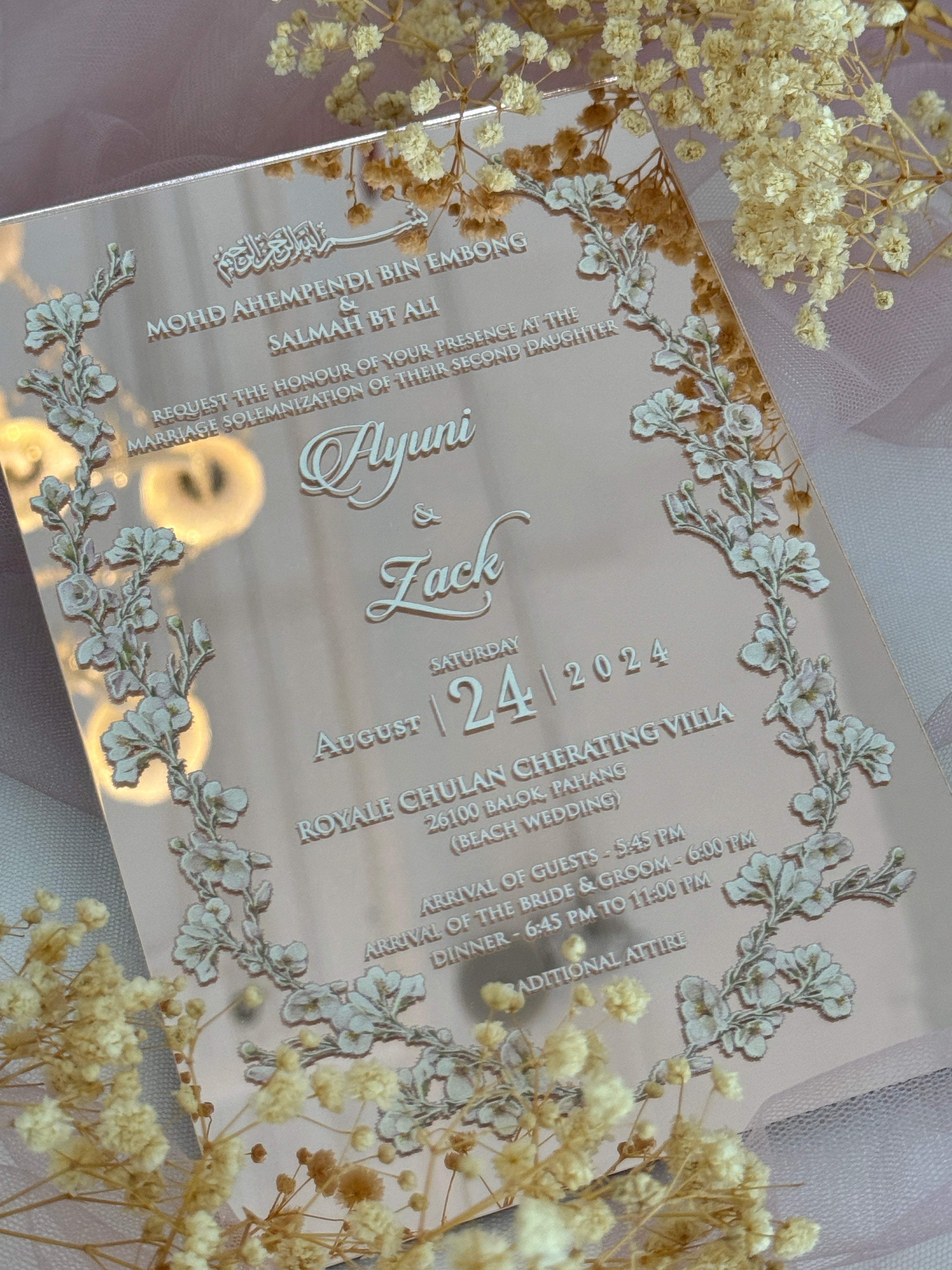 mirror acrylic wedding invitations