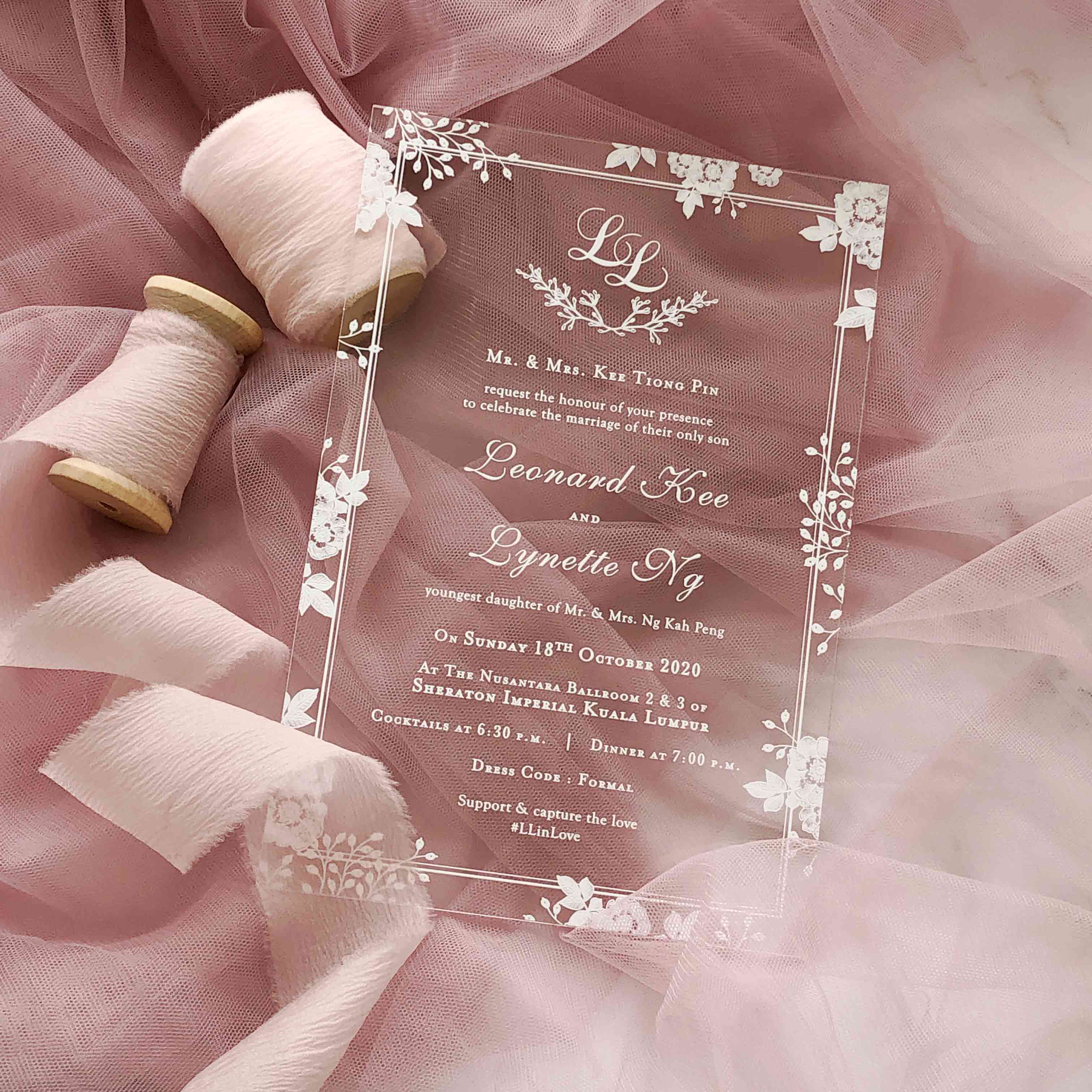 Acrylic Wedding Invitation (WHITE INK)