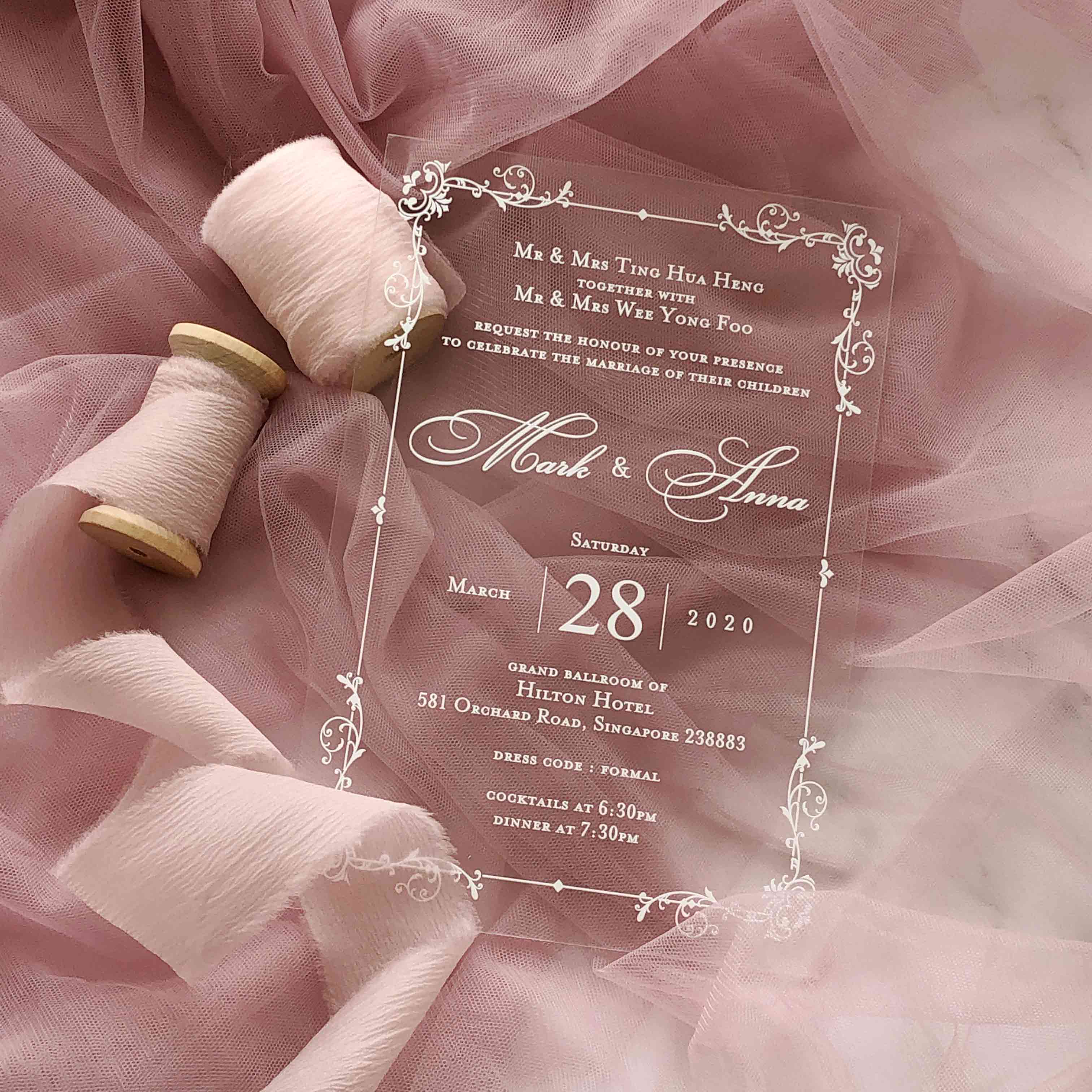 Acrylic Wedding Invitation (WHITE INK)