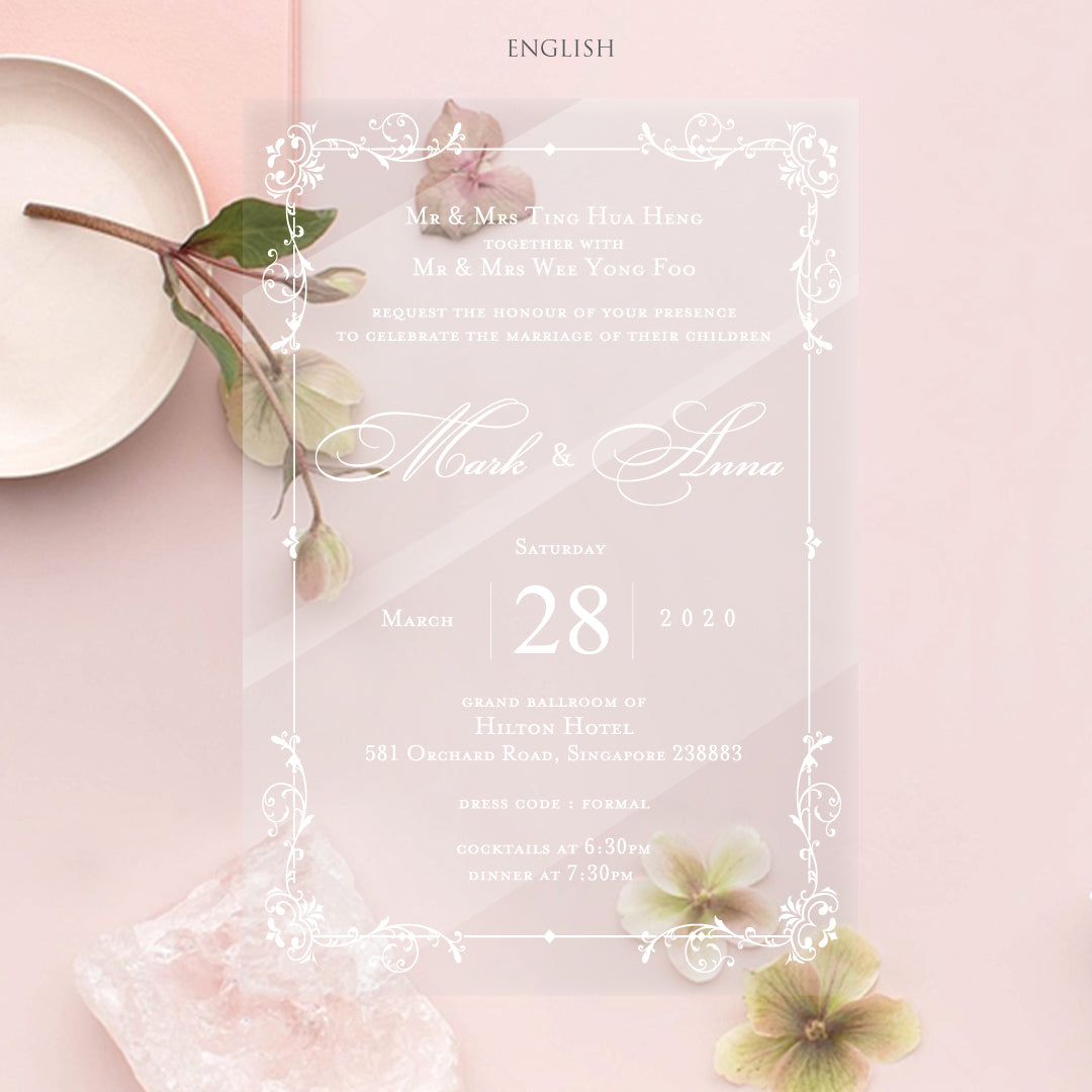 Acrylic Wedding Invitation (WHITE INK)