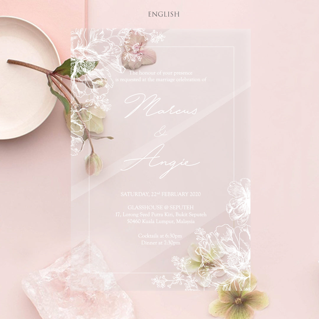Acrylic Wedding Invitation (White Ink)