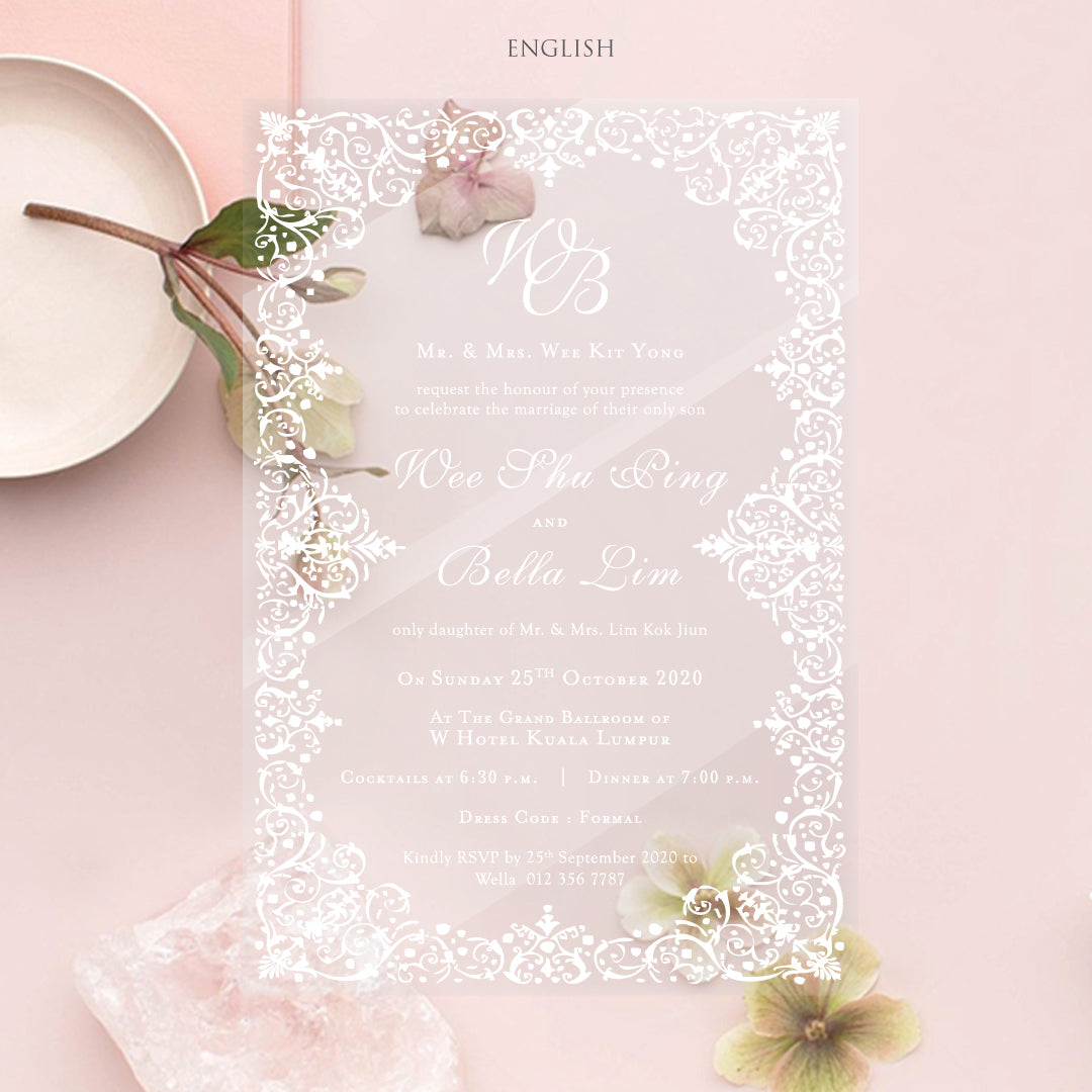 Acrylic Wedding Invitation (WHITE INK)
