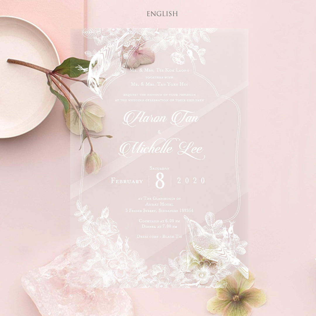Acrylic Wedding Invitation (White Ink)