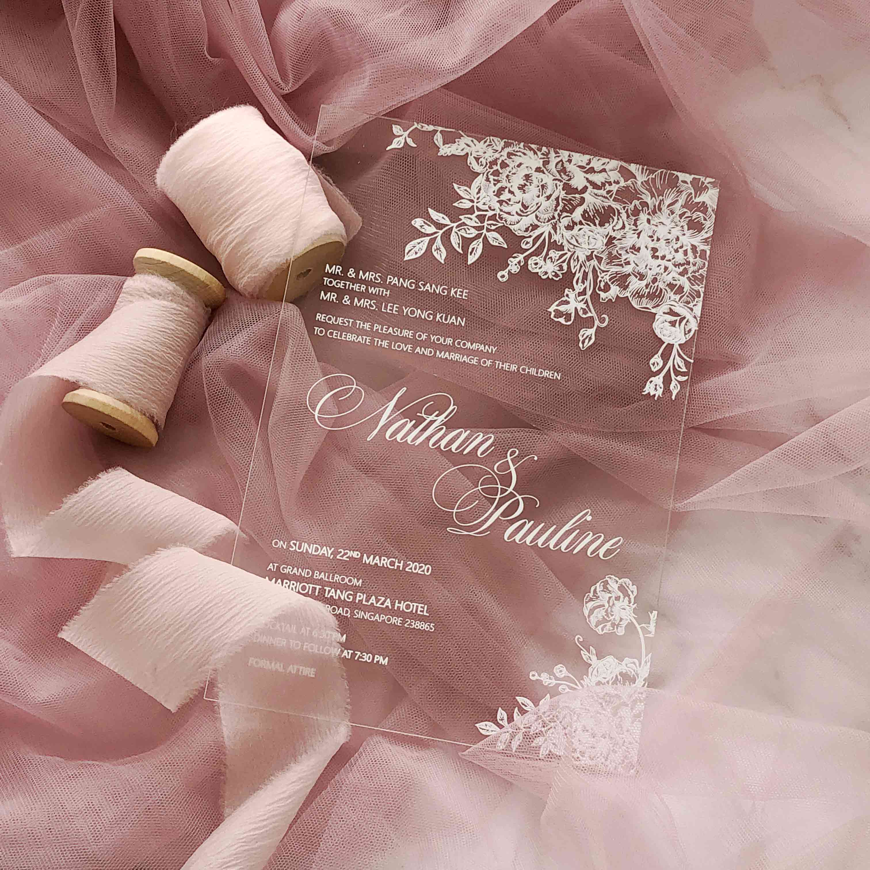 Acrylic Wedding Invitation (WHITE INK)
