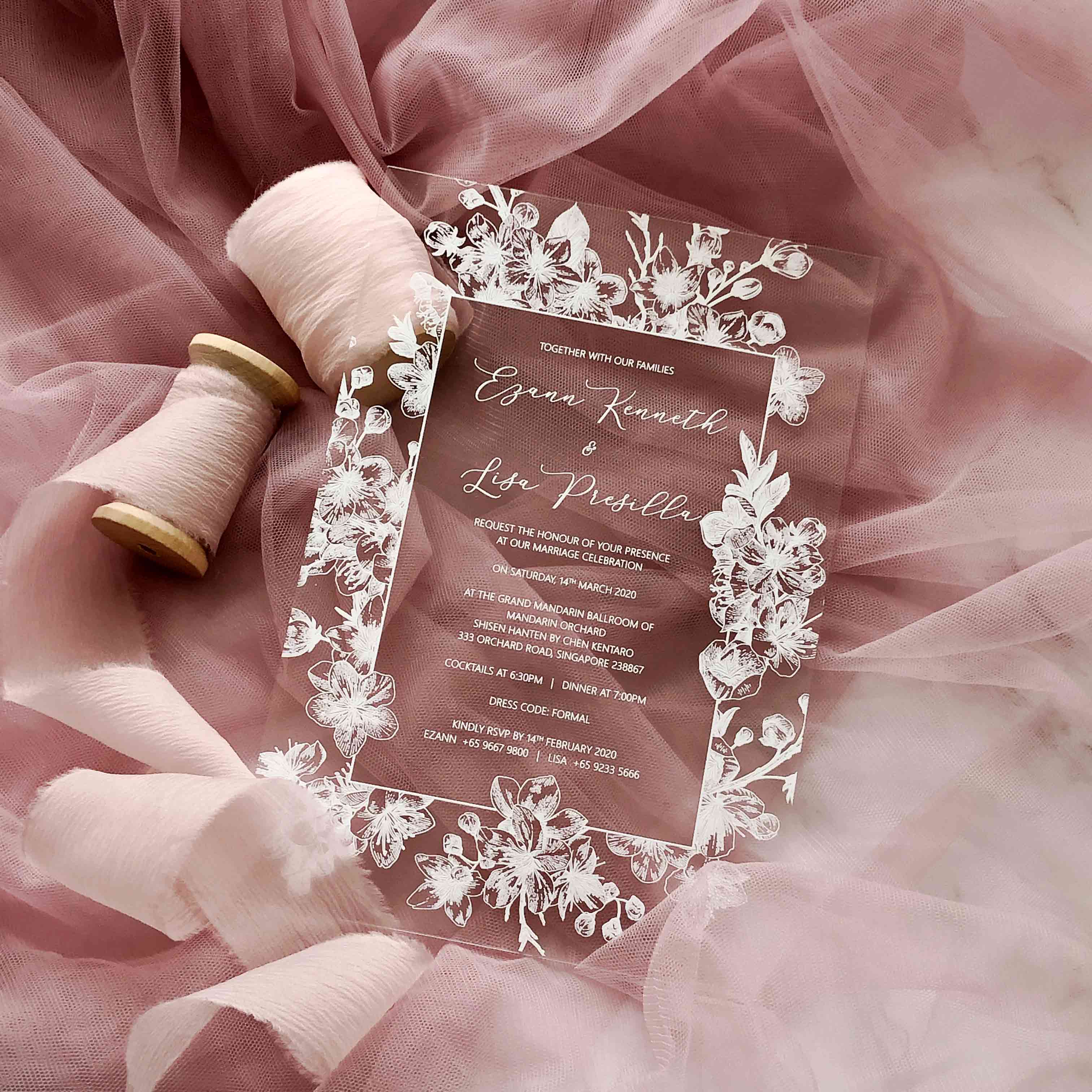Acrylic Wedding Invitation (White Ink)