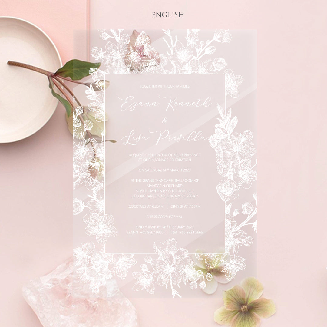 Acrylic Wedding Invitation (WHITE INK)
