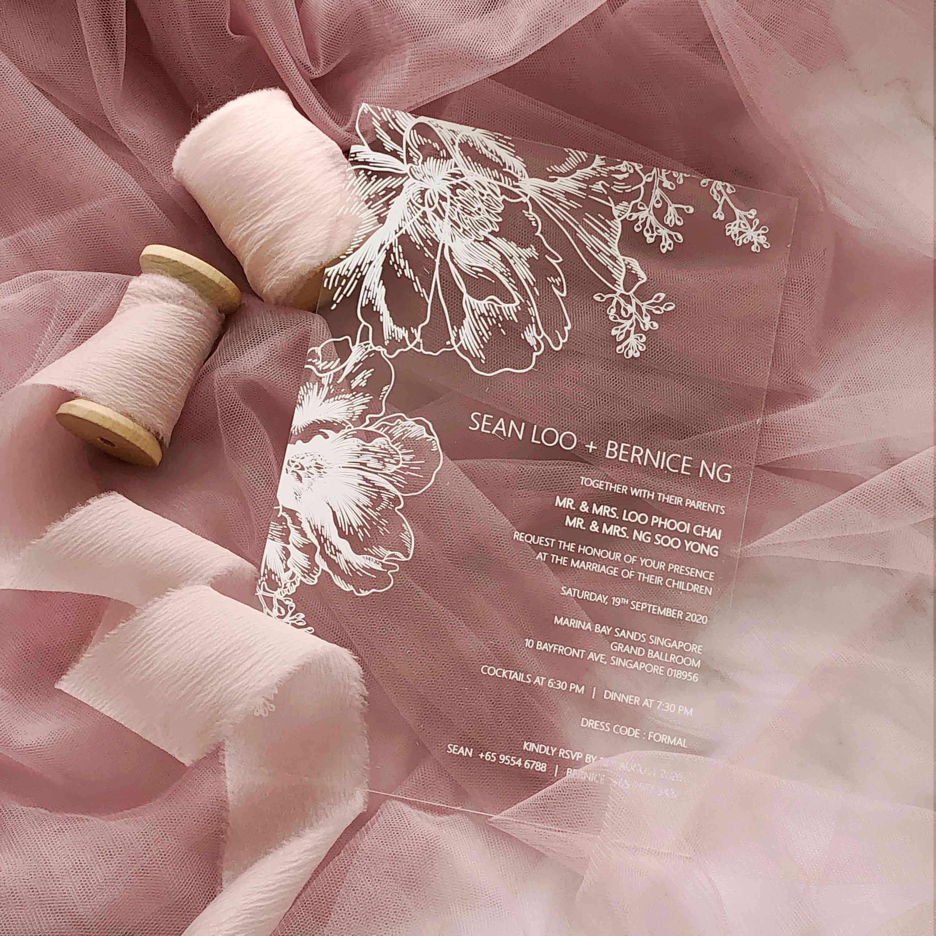 Acrylic Wedding Invitation (WHITE INK)