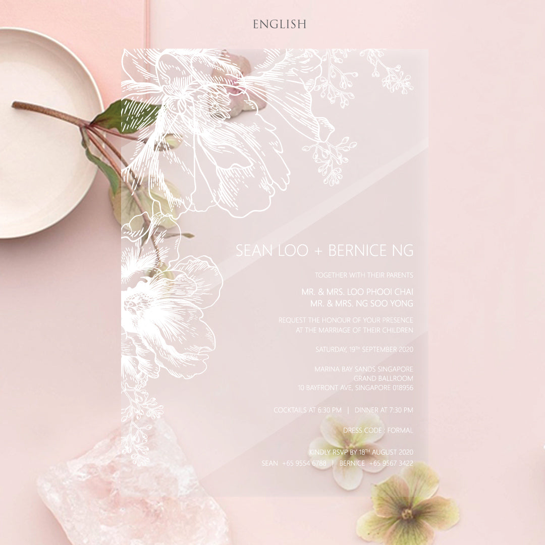Acrylic Wedding Invitation (White Ink)