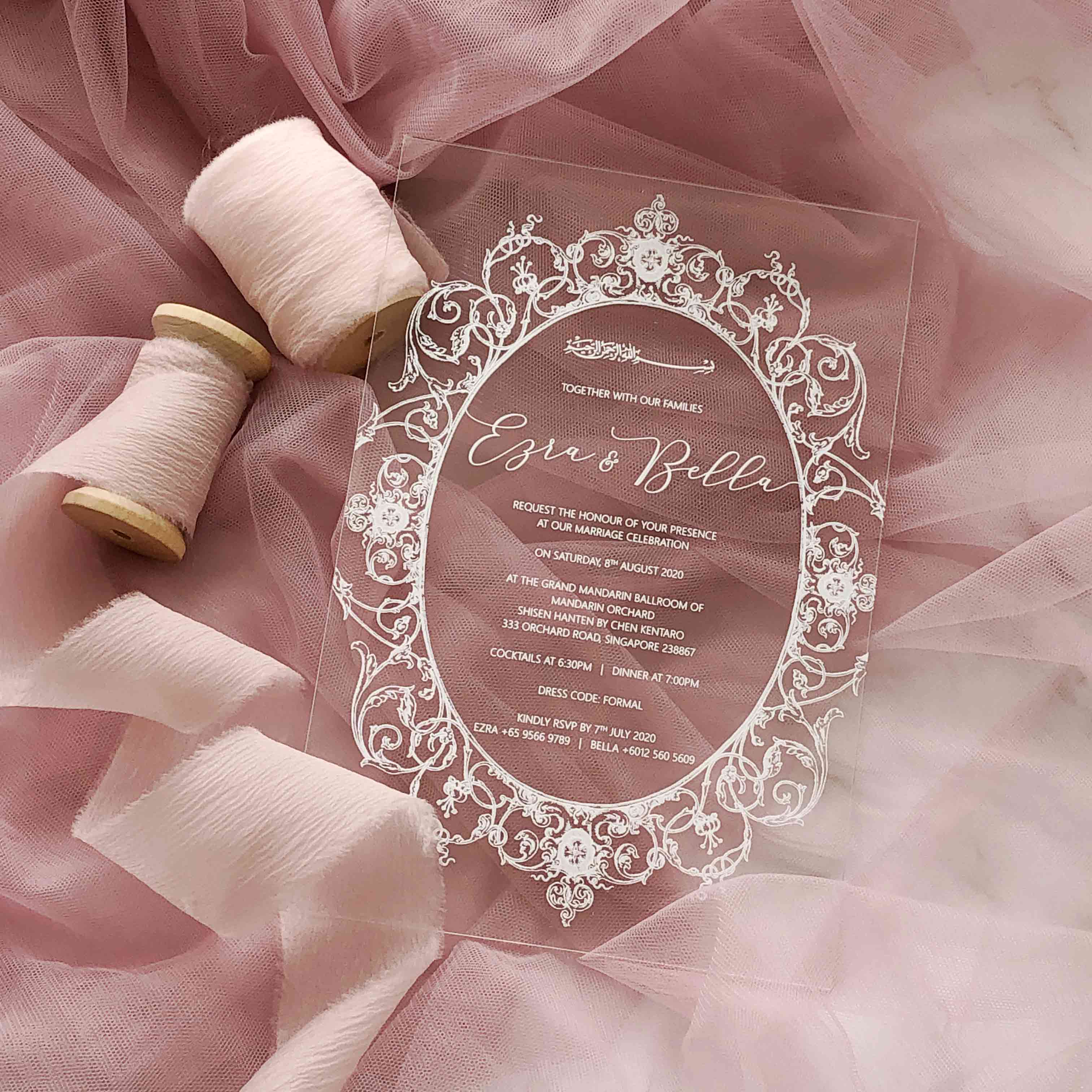 Acrylic Wedding Invitation (WHITE INK)