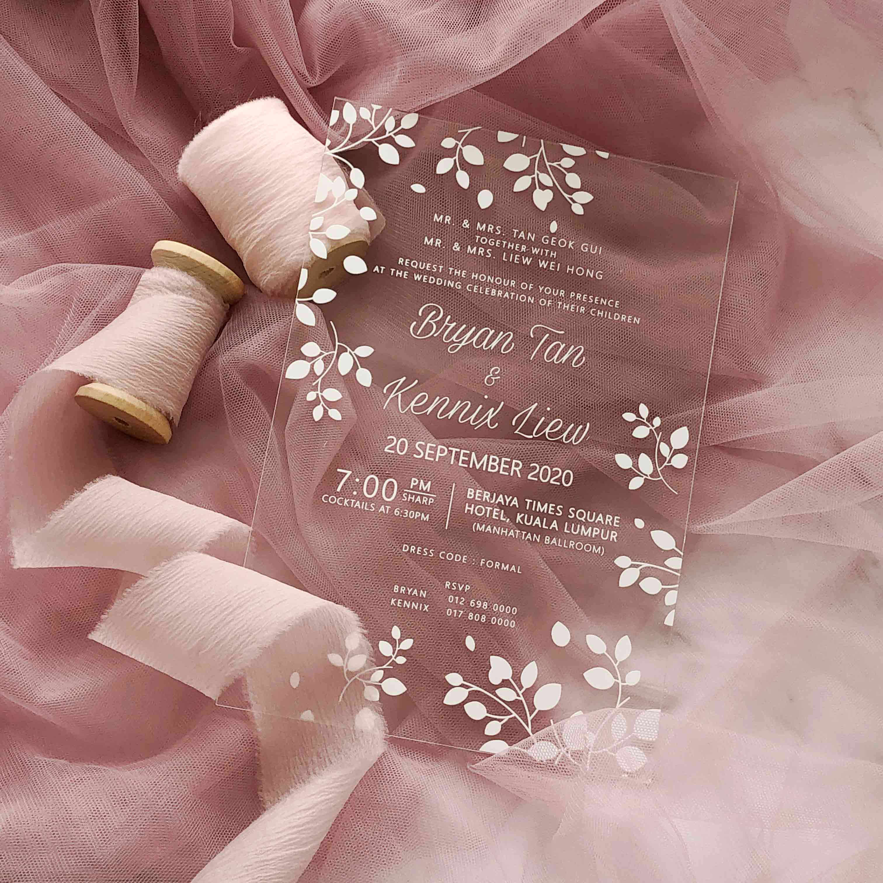 Acrylic Wedding Invitation (WHITE INK)