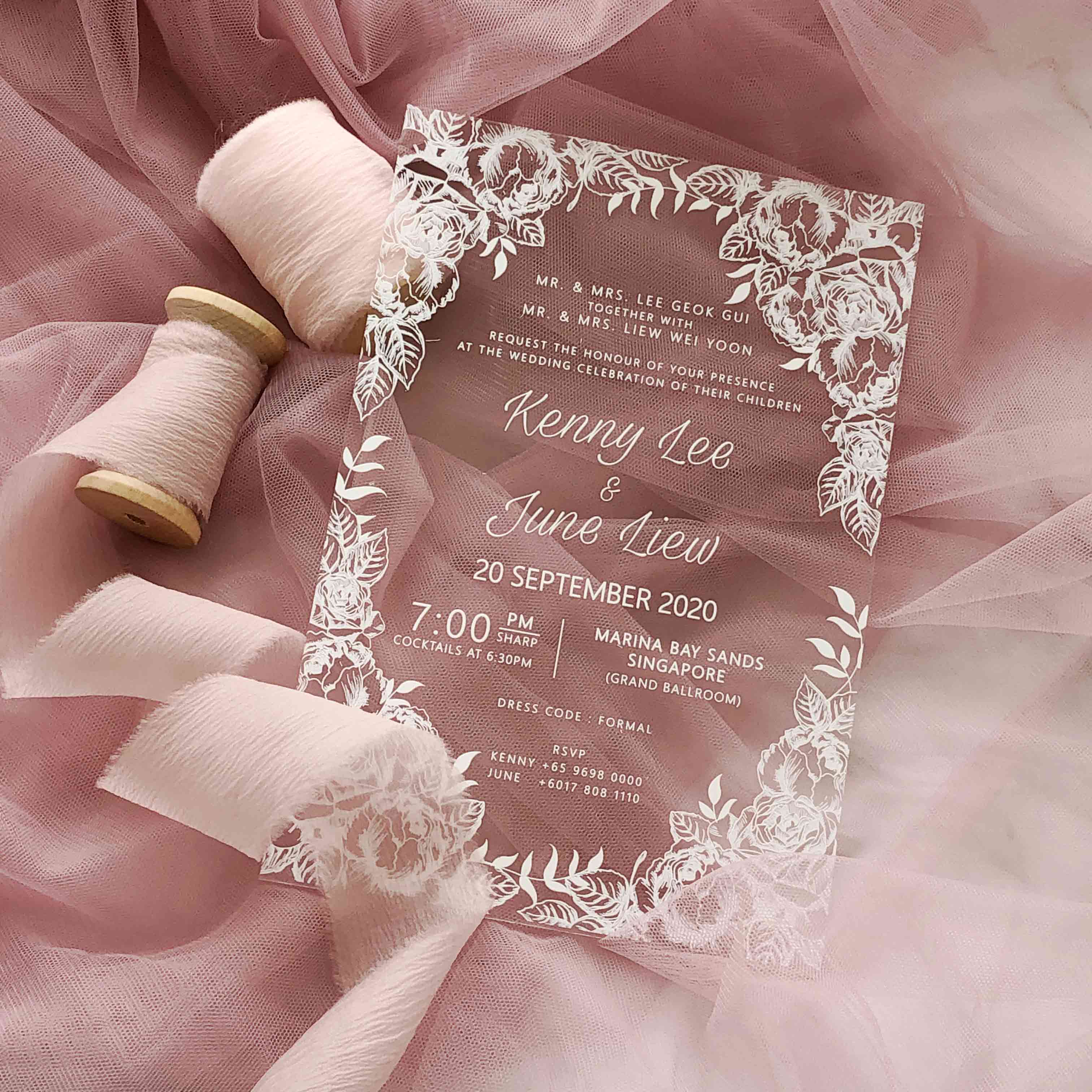 Acrylic Wedding Invitation (WHITE INK)