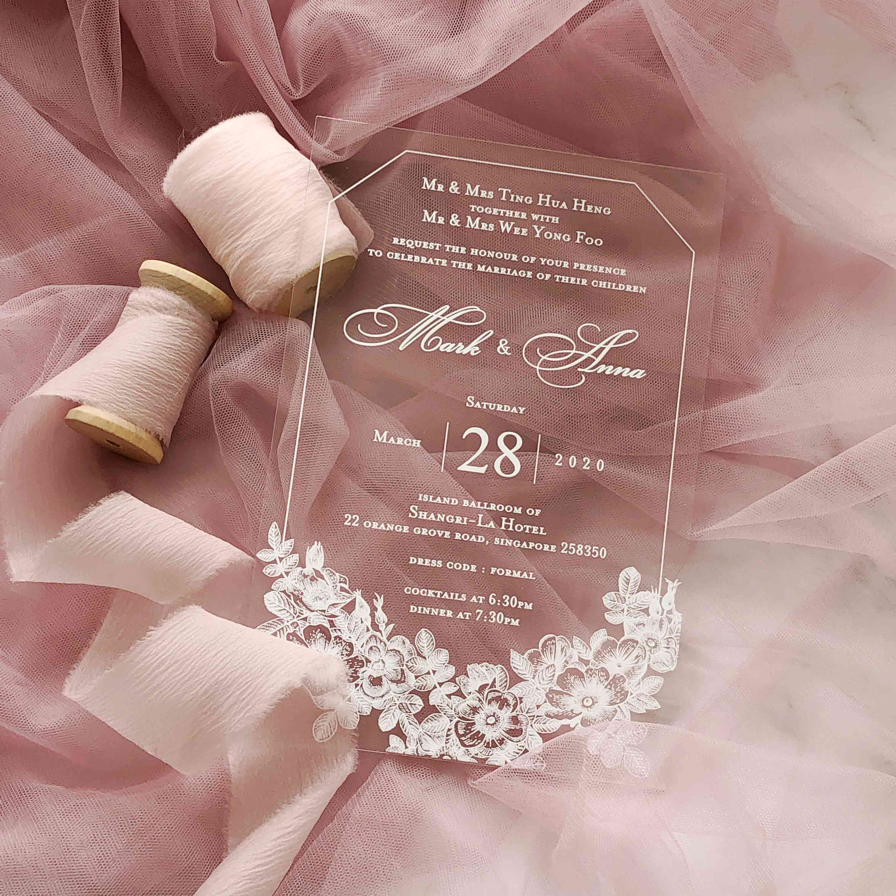 Acrylic Wedding Invitation (WHITE INK)
