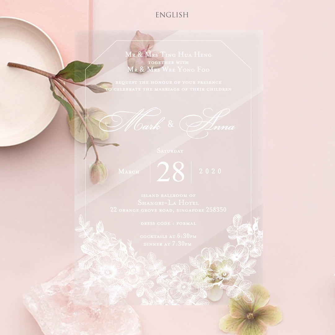 Acrylic Wedding Invitation (White Ink)