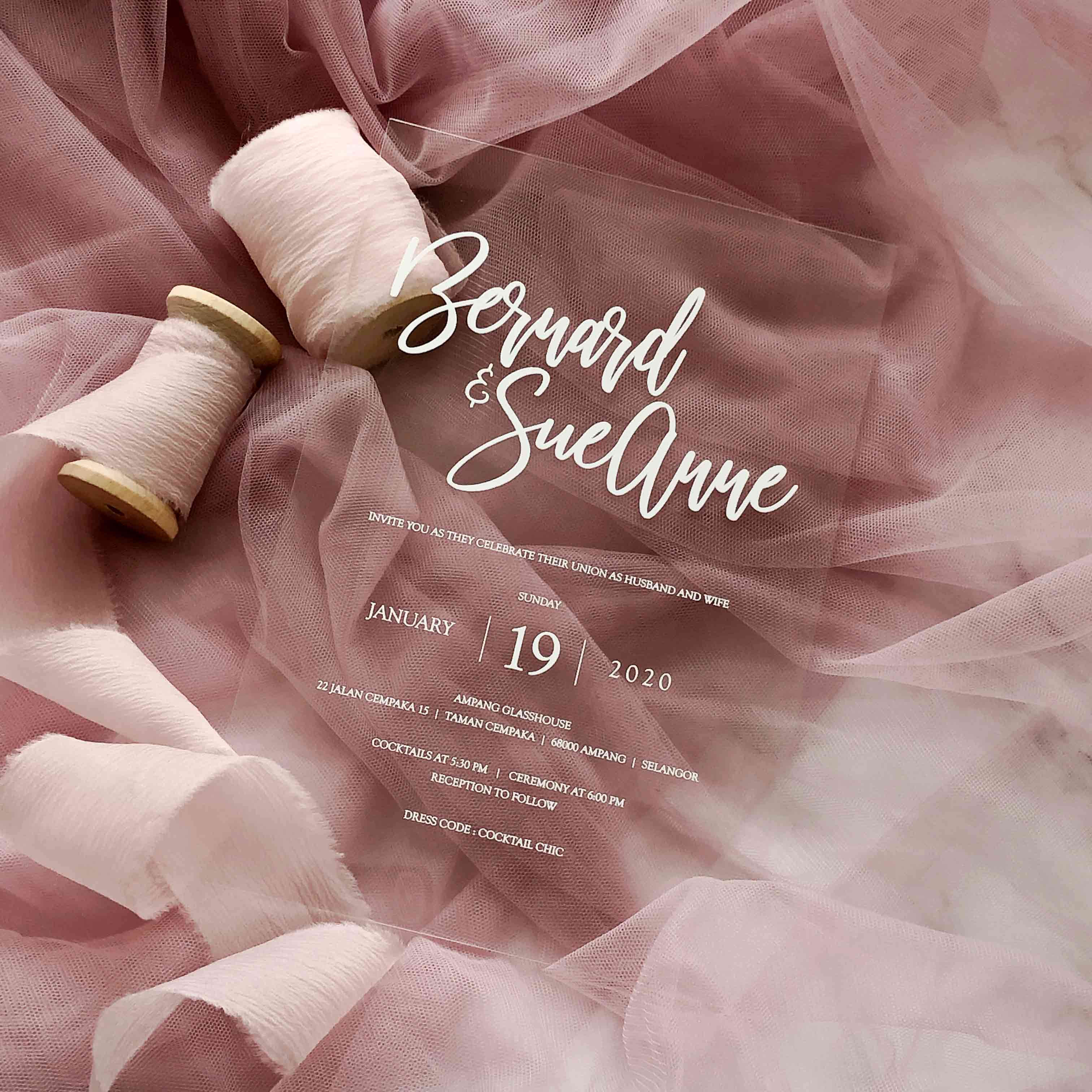 Acrylic Wedding Invitation (WHITE INK)