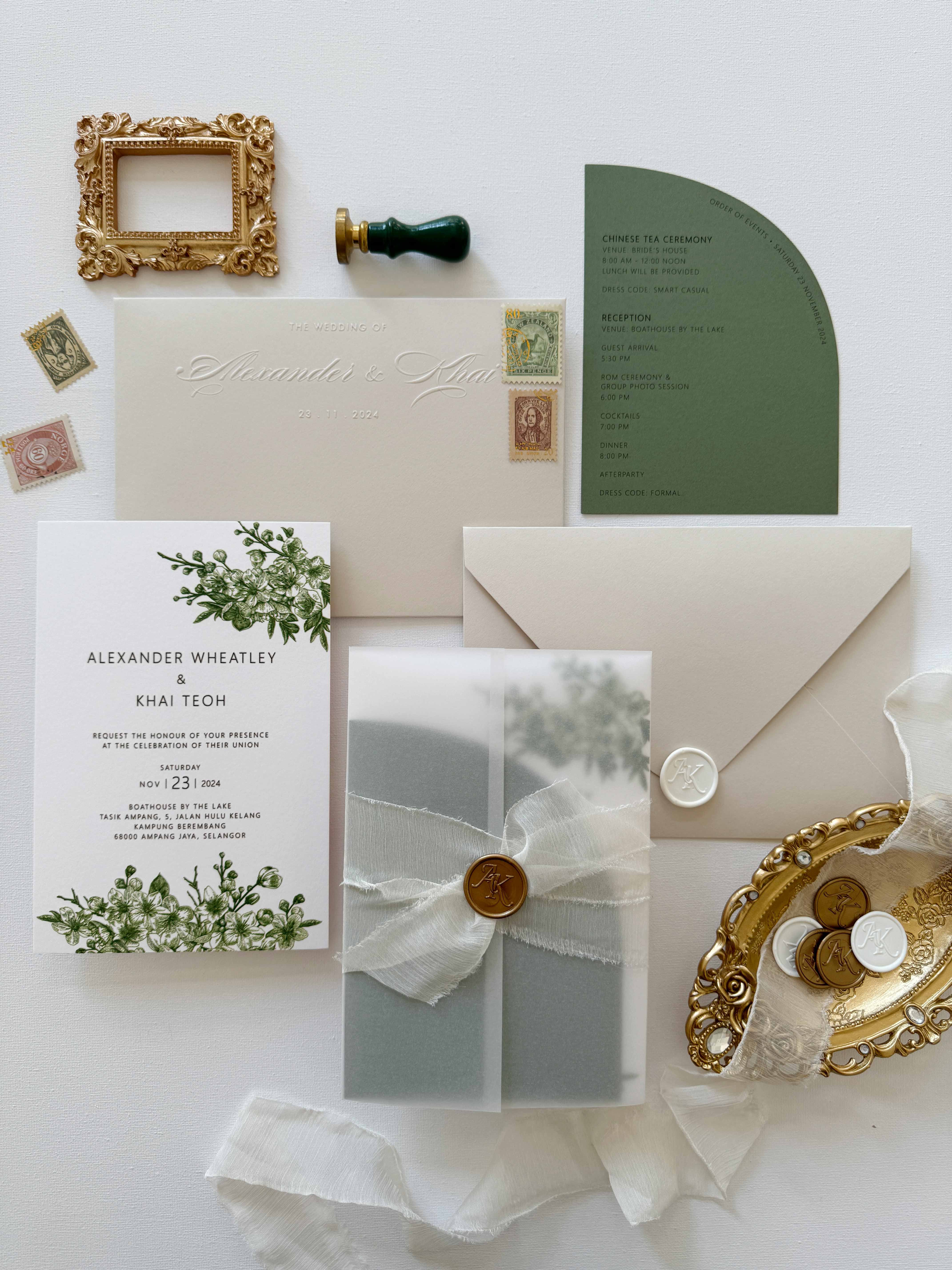 Keepsake Raised Print Wedding Invitation | No. 022 Alexander & Khai