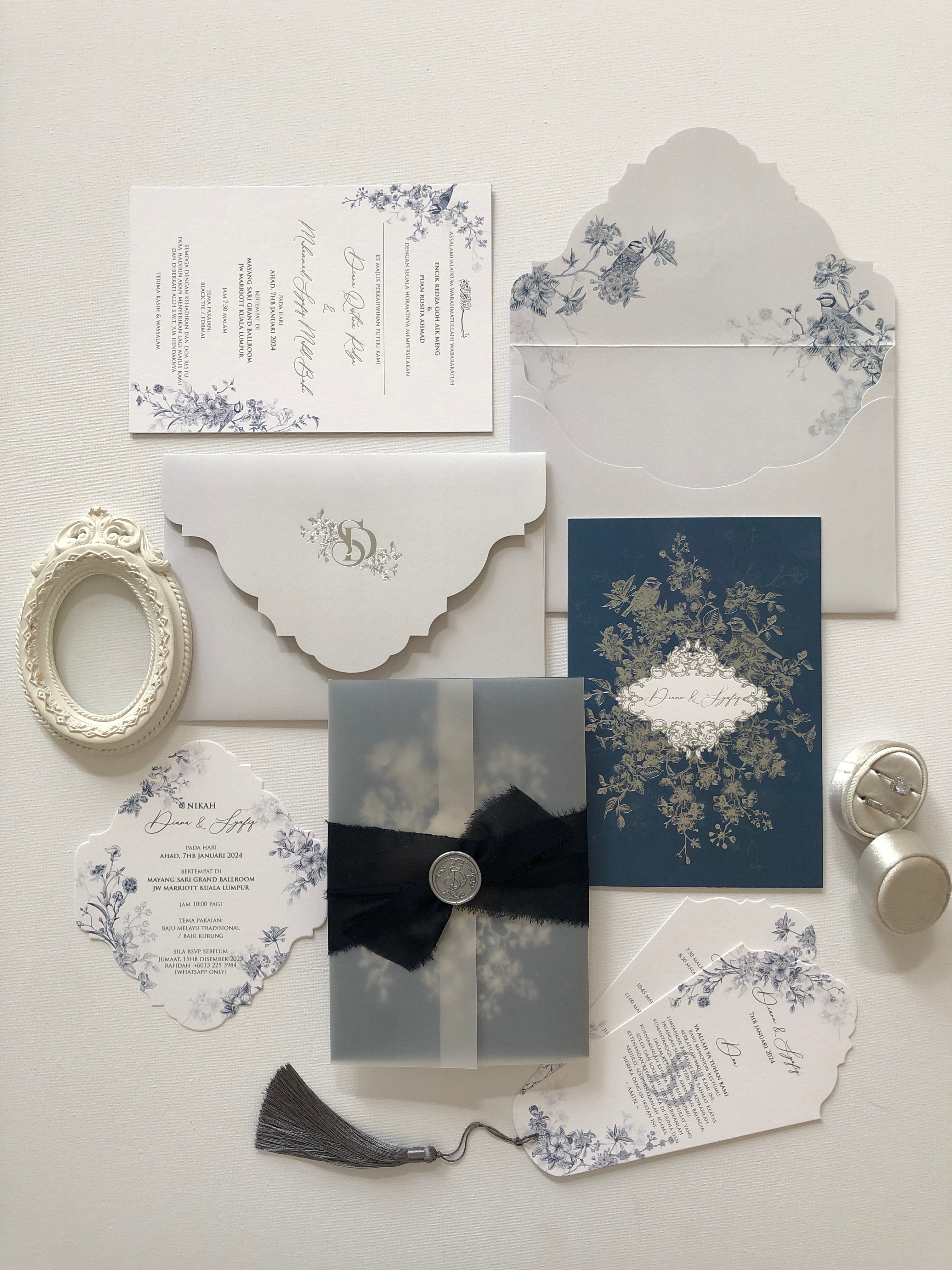 Keepsake Chiffon Ribbon Wedding Invitation | No. 005 Diana & Syafiq