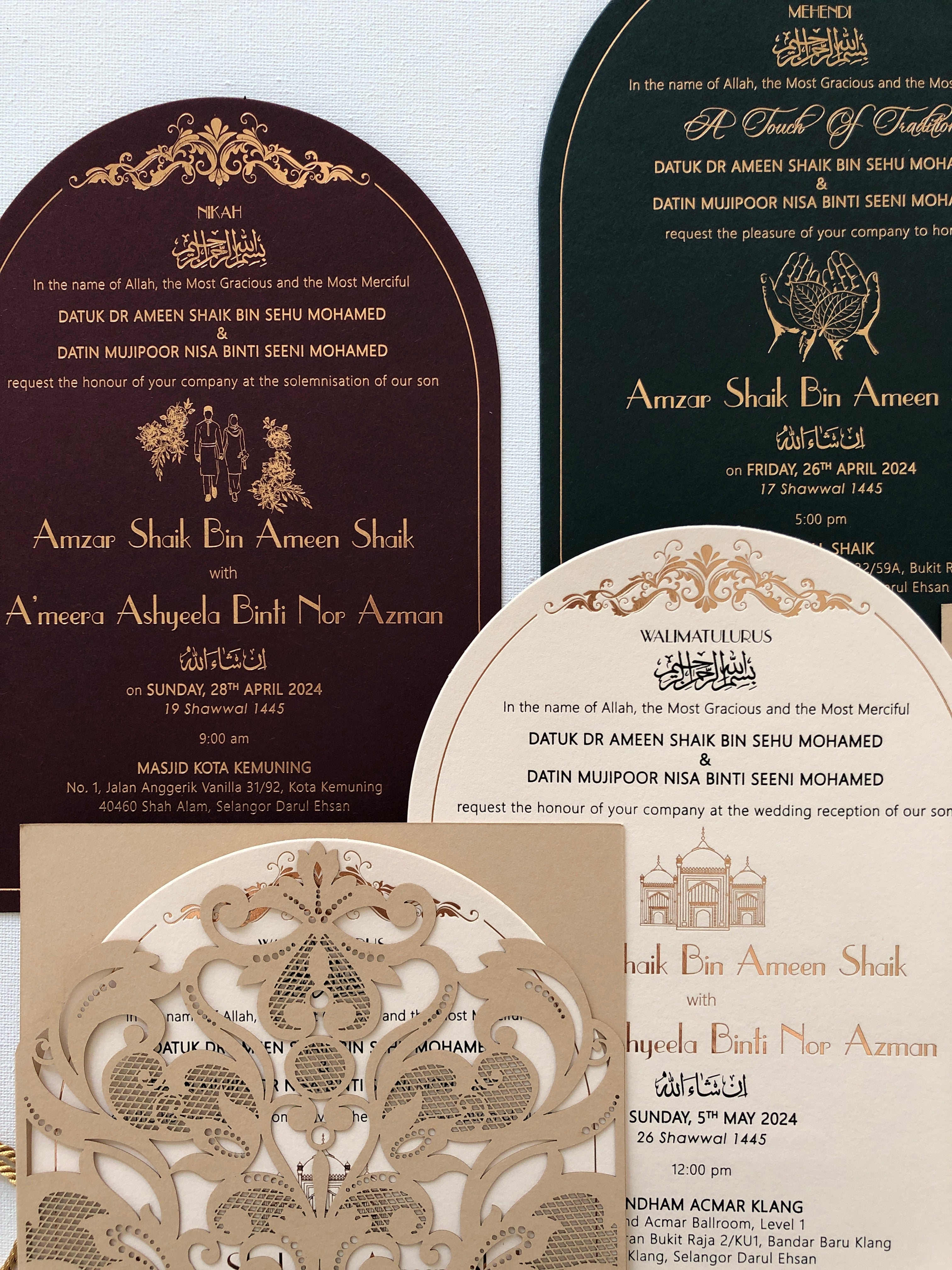 Keepsake Laser Cut Wedding Invitation | No. 006 Amzar & Ameera