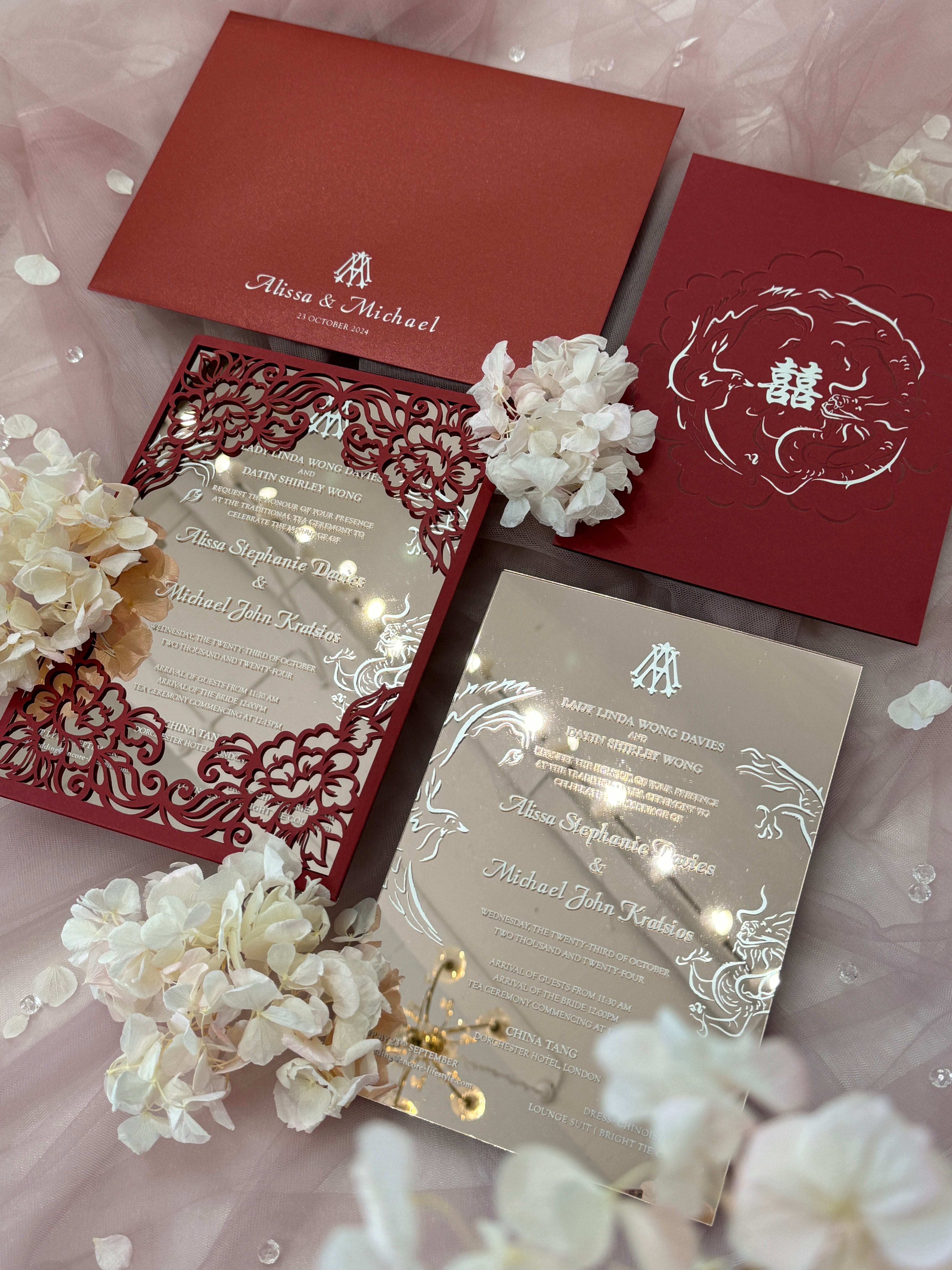 Keepsake Mirror Acrylic Wedding Invitation | No. 015 Alissa & Michael