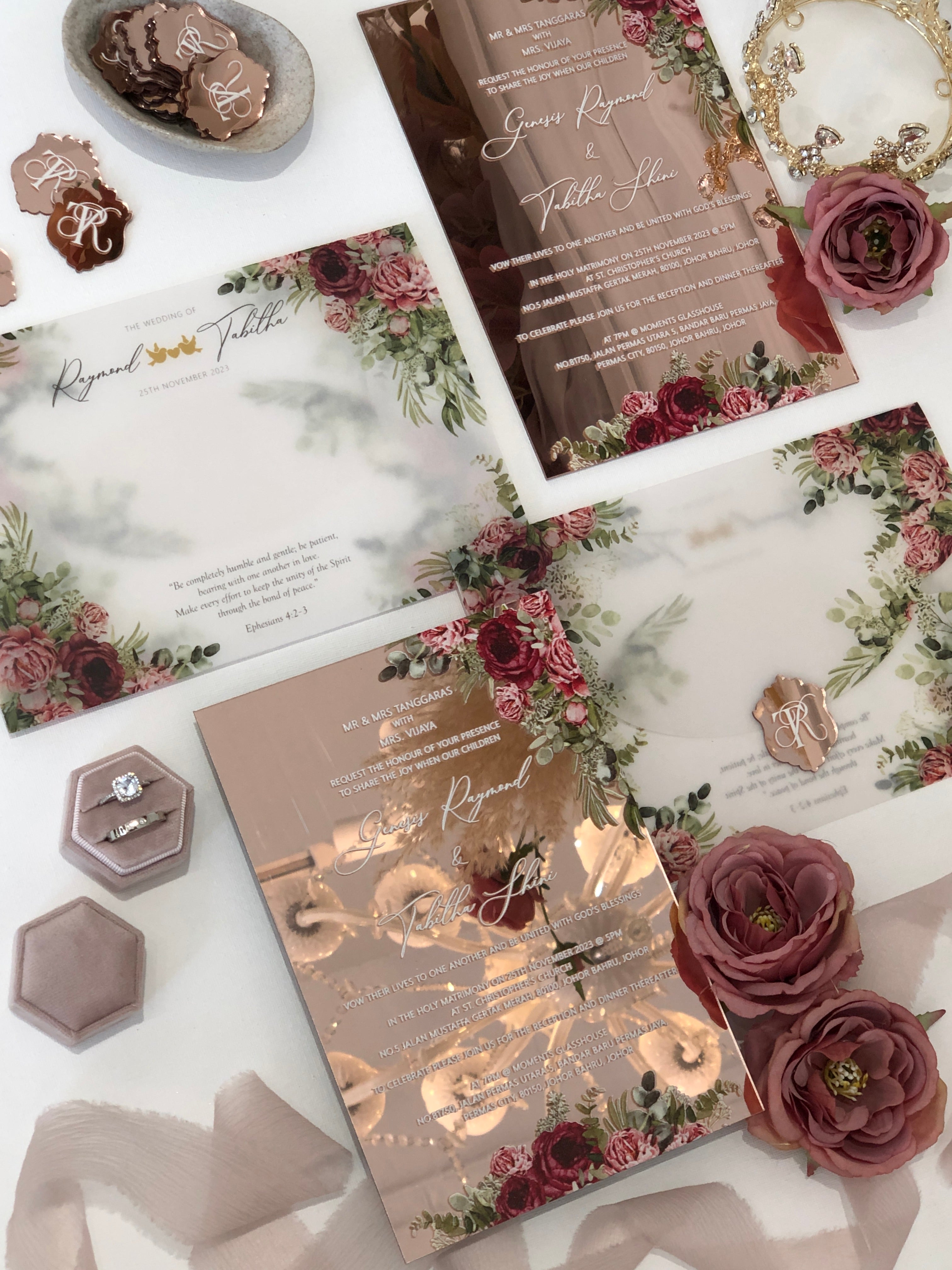 Keepsake Mirror Acrylic Wedding Invitation | No.001 Raymond & Tabitha