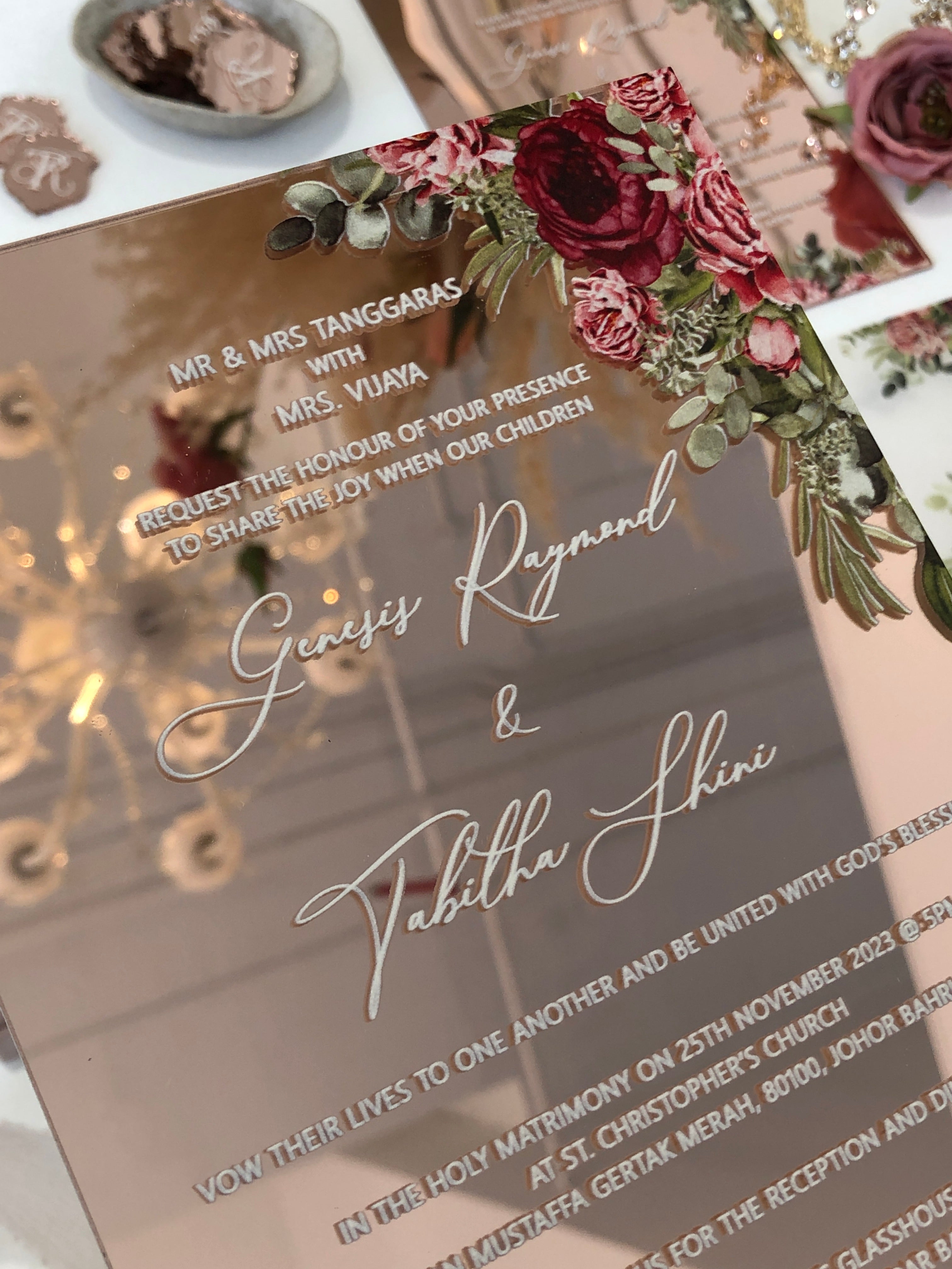 Keepsake Mirror Acrylic Wedding Invitation | No.001 Raymond & Tabitha