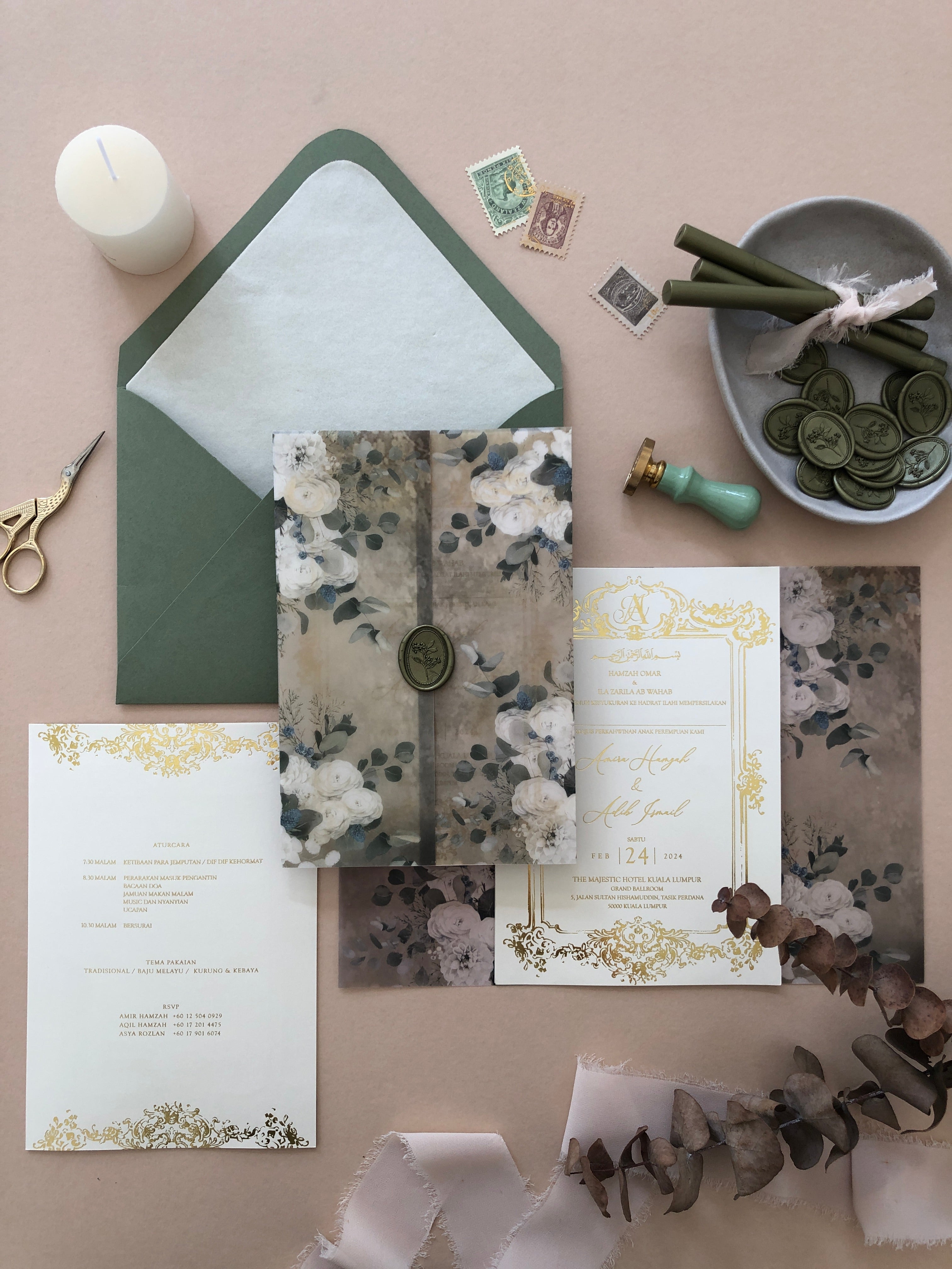 Keepsake Vellum Wedding Invitation | No. 004 Amira & Adib