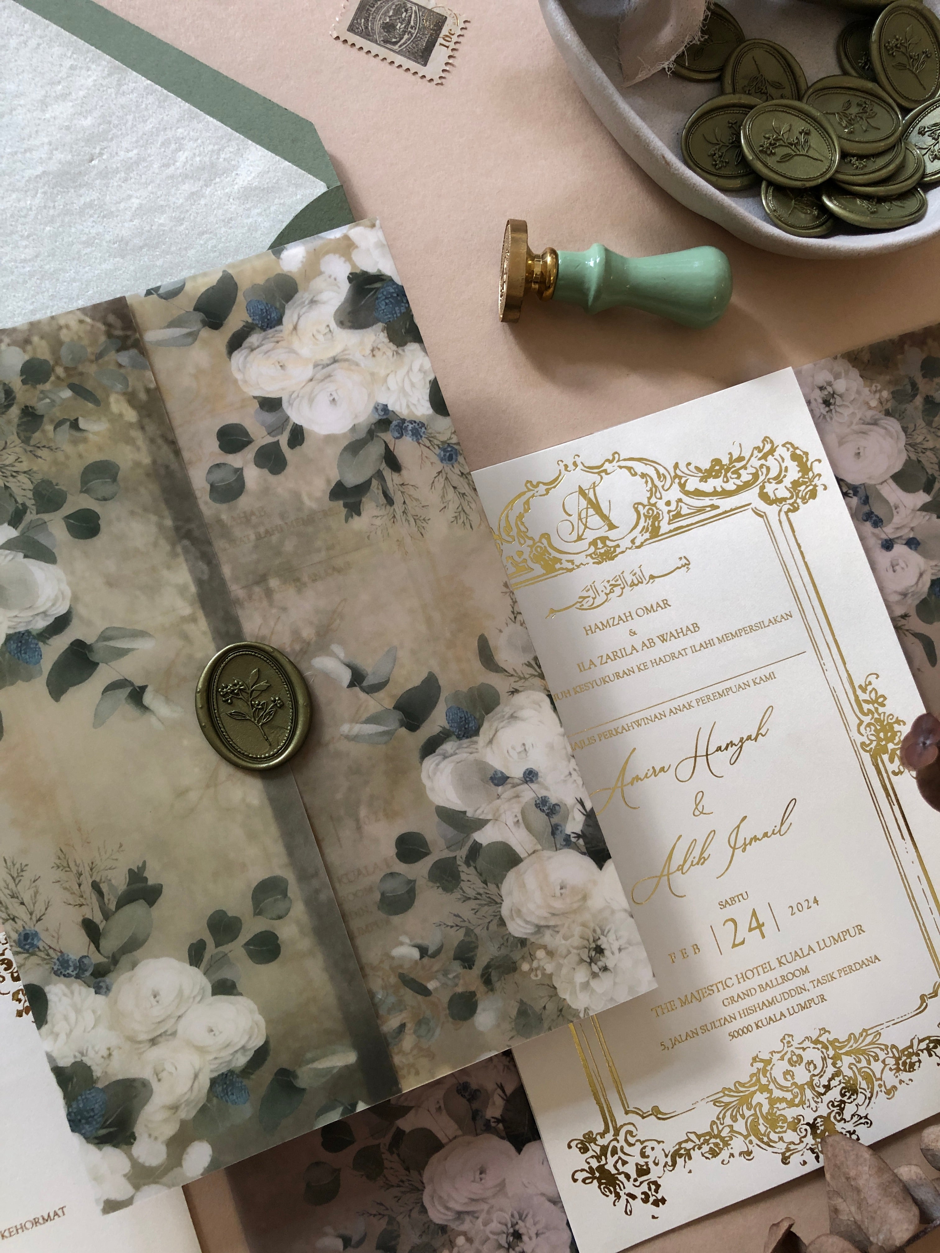 Keepsake Vellum Wedding Invitation | No. 004 Amira & Adib