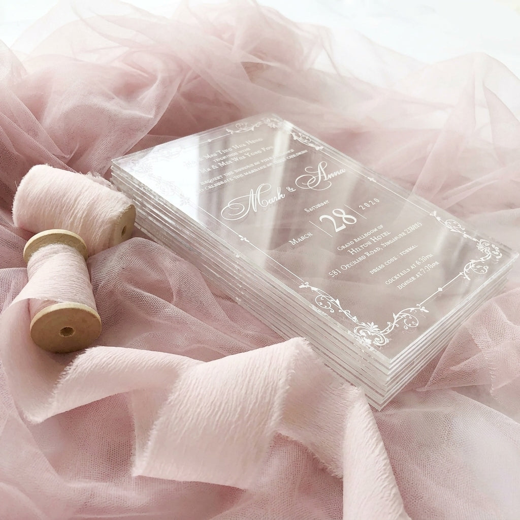 Acrylic Wedding Invitation (White Ink)