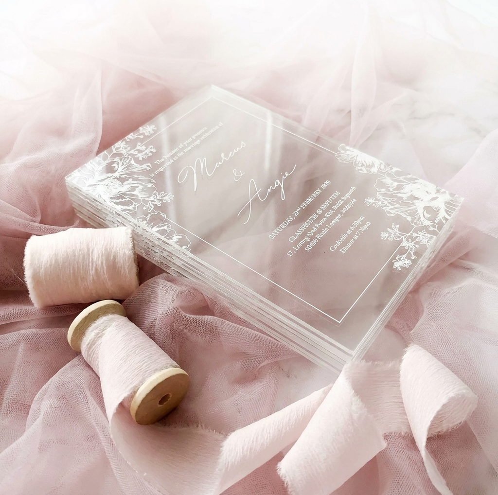 Acrylic Wedding Invitation (White Ink)