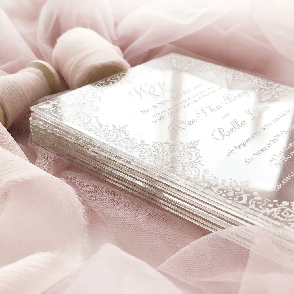 Acrylic Wedding Invitation (White Ink)