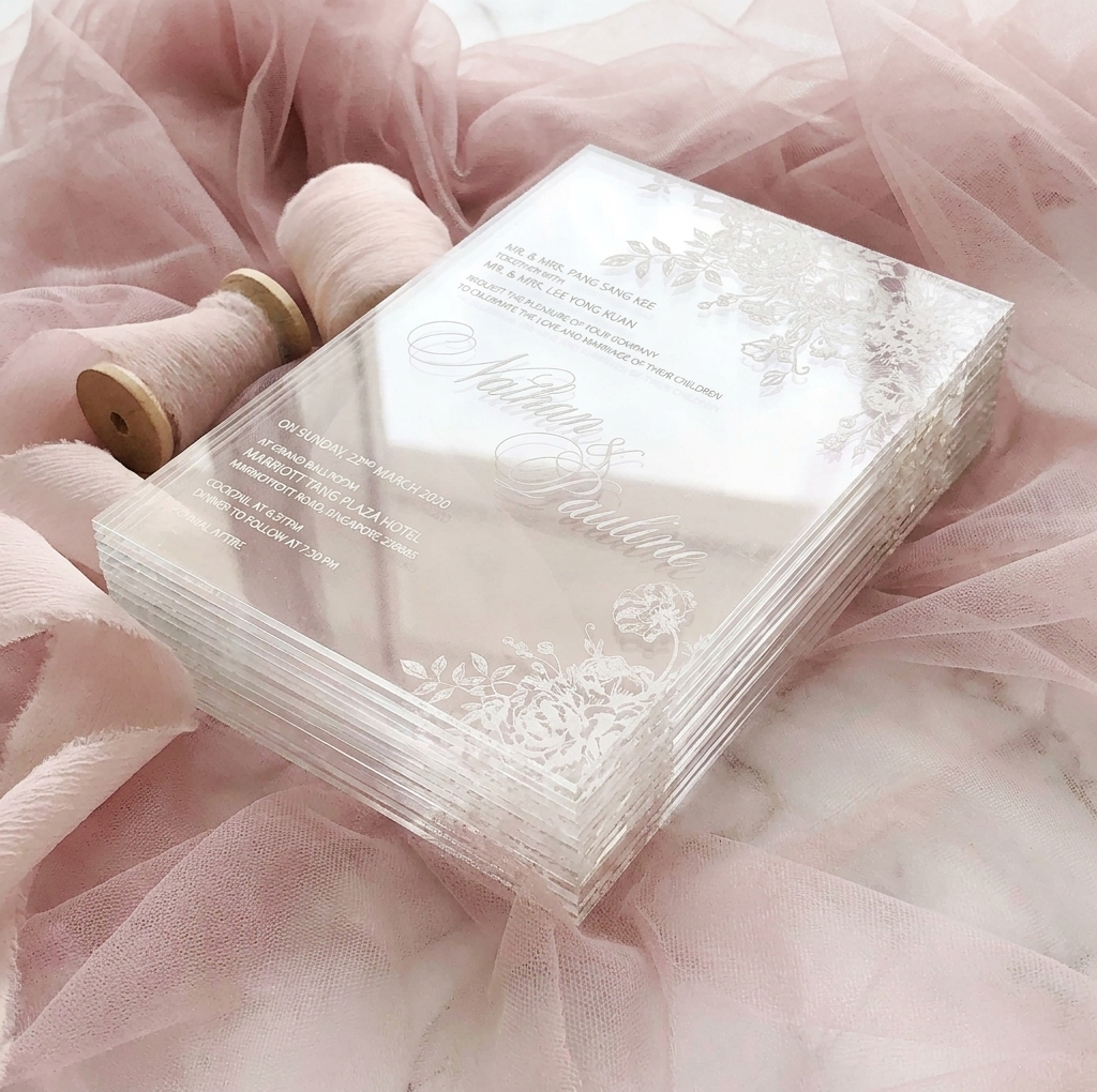 Acrylic Wedding Invitation (White Ink)