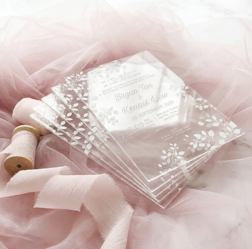 Acrylic Wedding Invitation (White Ink)
