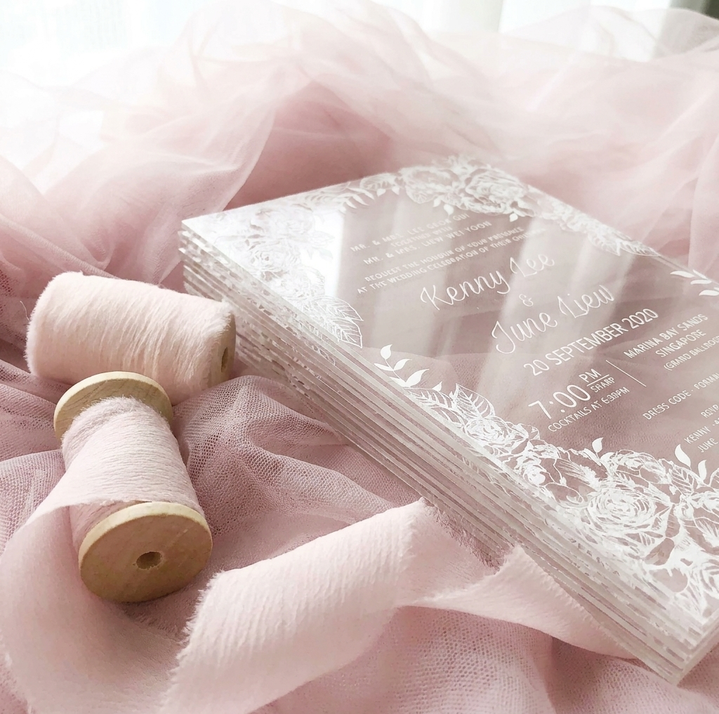 Acrylic Wedding Invitation (White Ink)