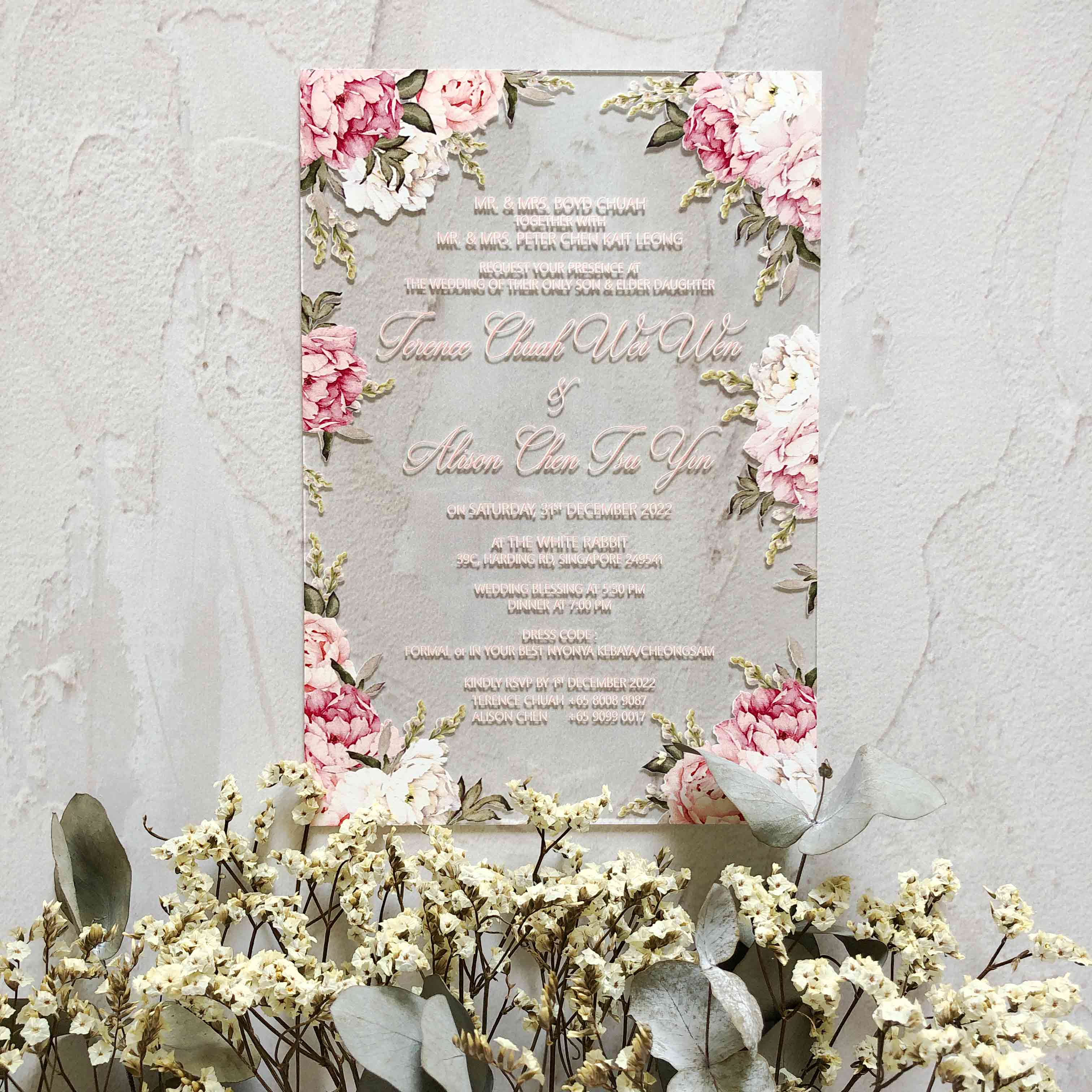 Acrylic Wedding Invitation (Elegant Colour)