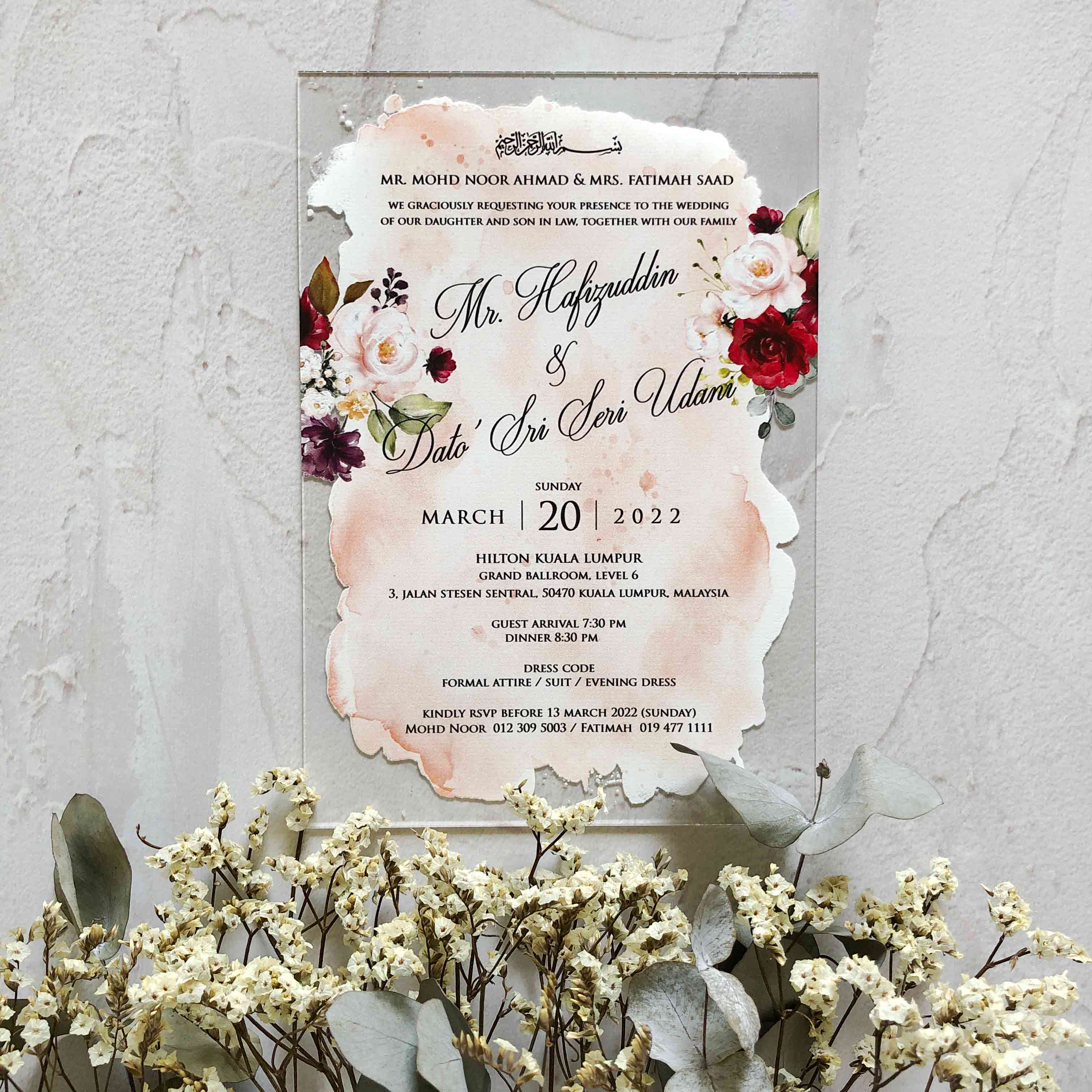 Acrylic Wedding Invitation (Elegant Colour)