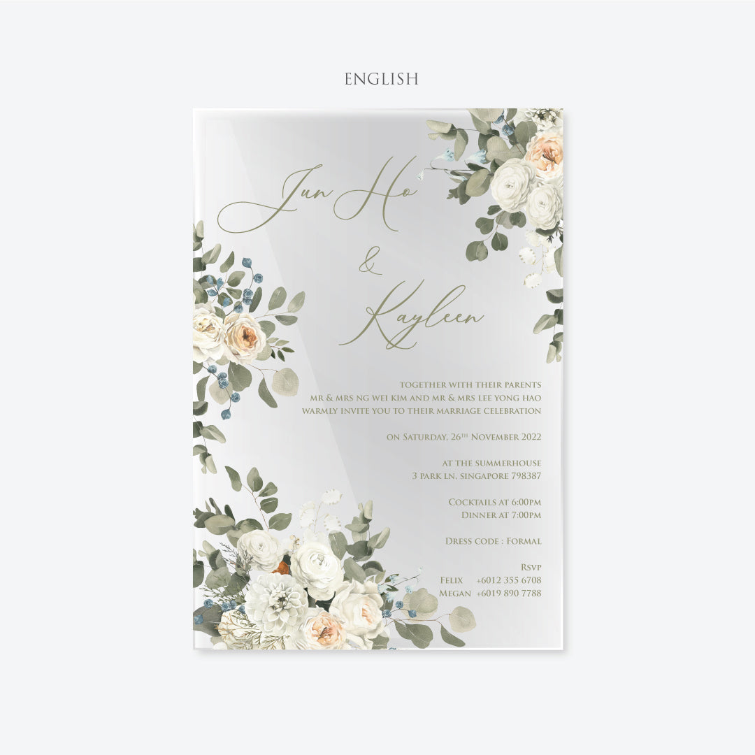 Acrylic Wedding Invitation (Elegant Colour)