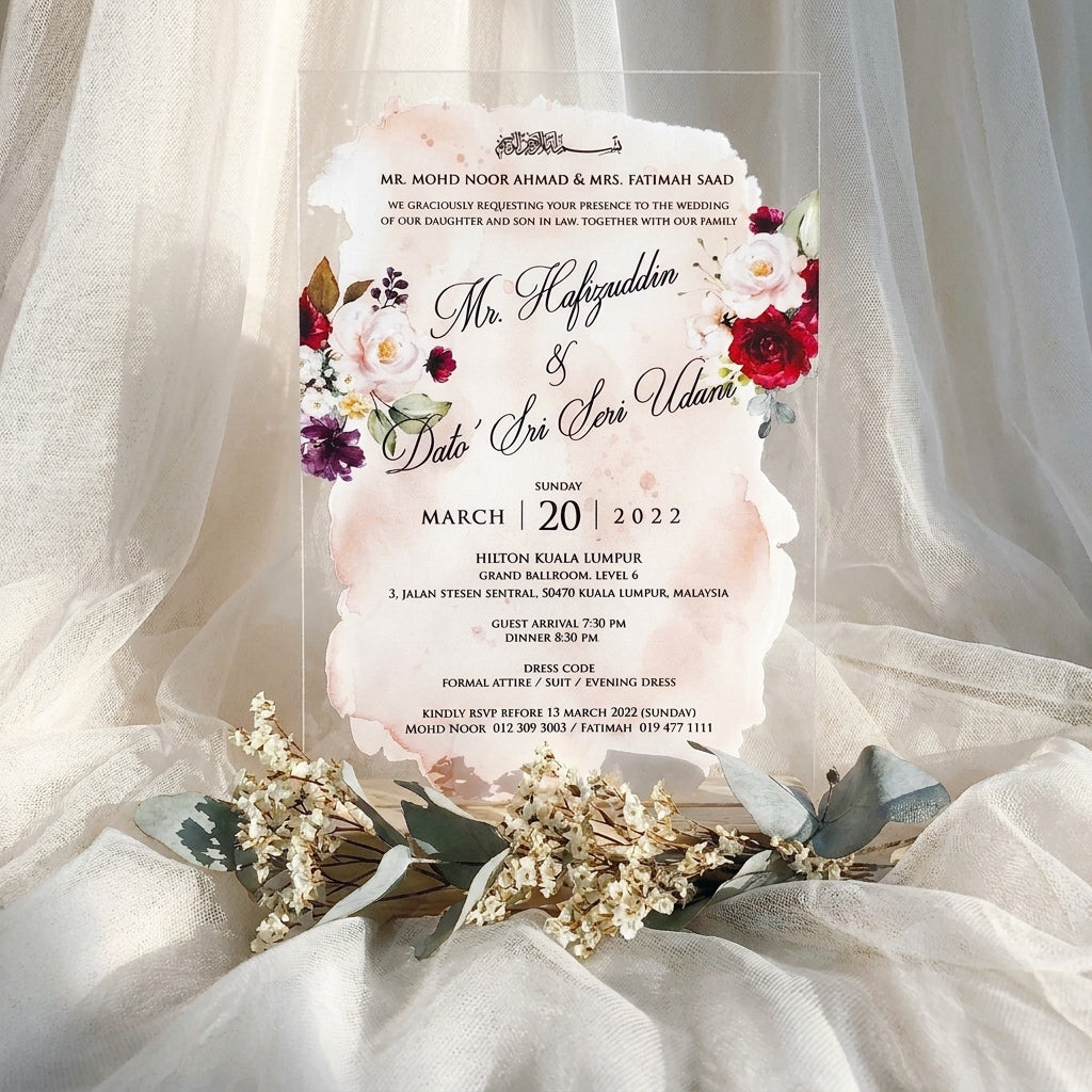 Acrylic Wedding Invitation (Elegant Colour)