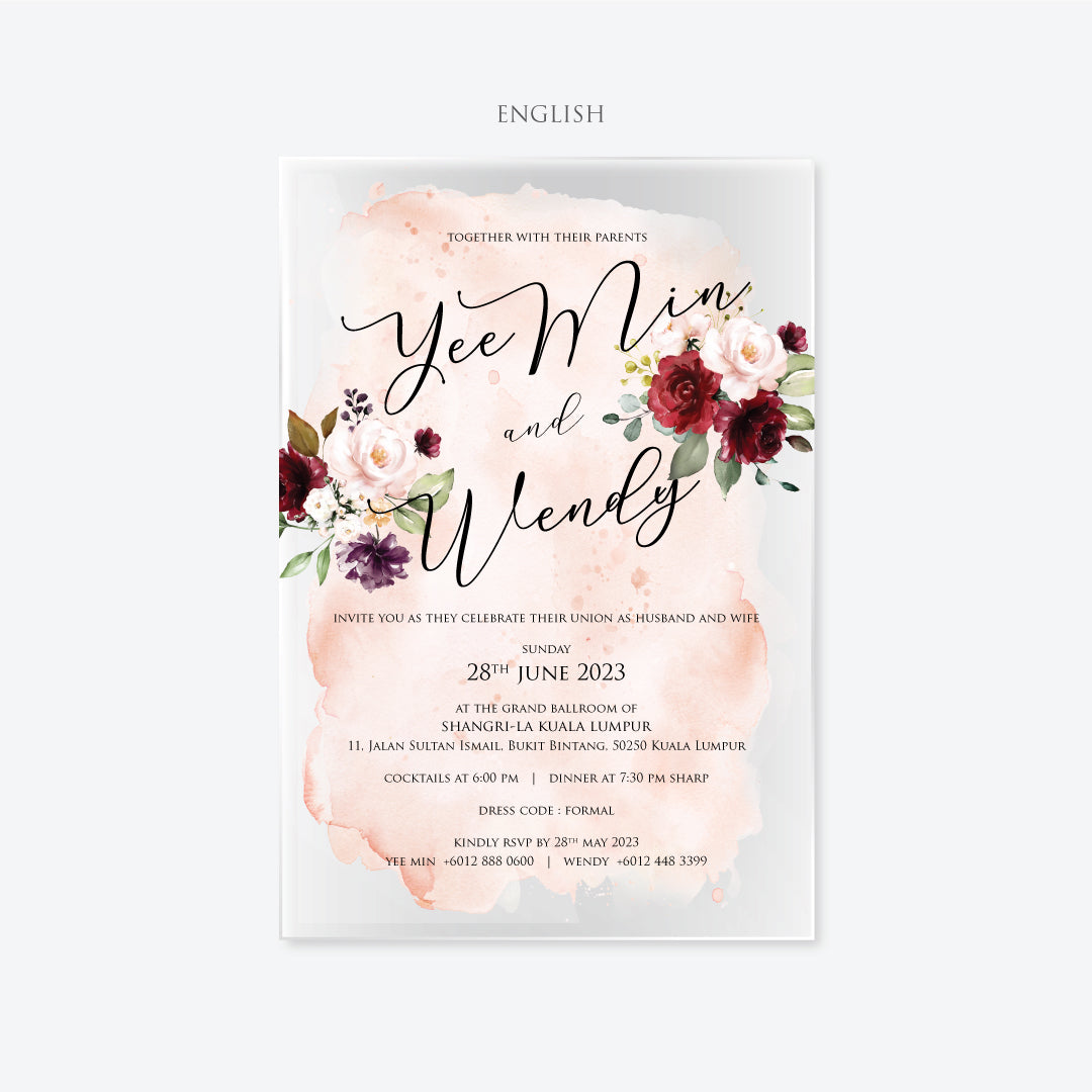 Acrylic Wedding Invitation (ELEGANT COLOUR)
