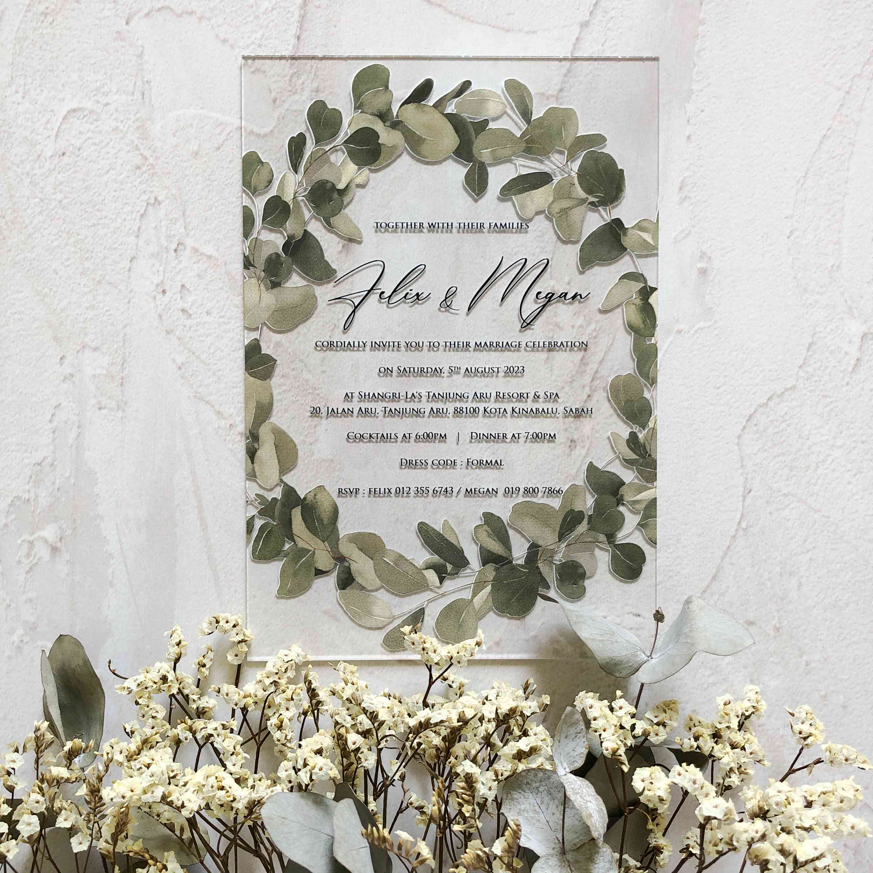 Acrylic Wedding Invitation (ELEGANT COLOUR)