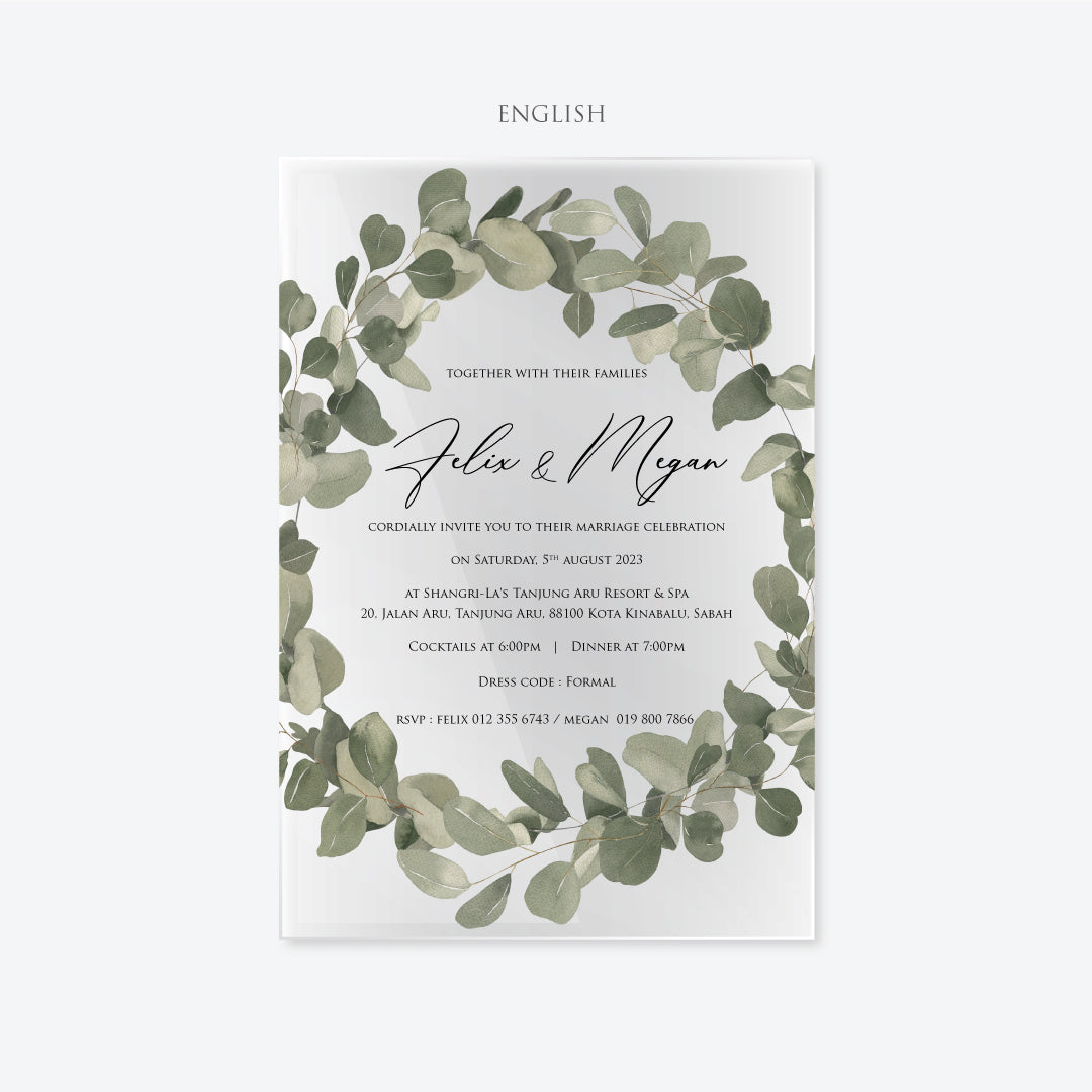 Acrylic Wedding Invitation (ELEGANT COLOUR)