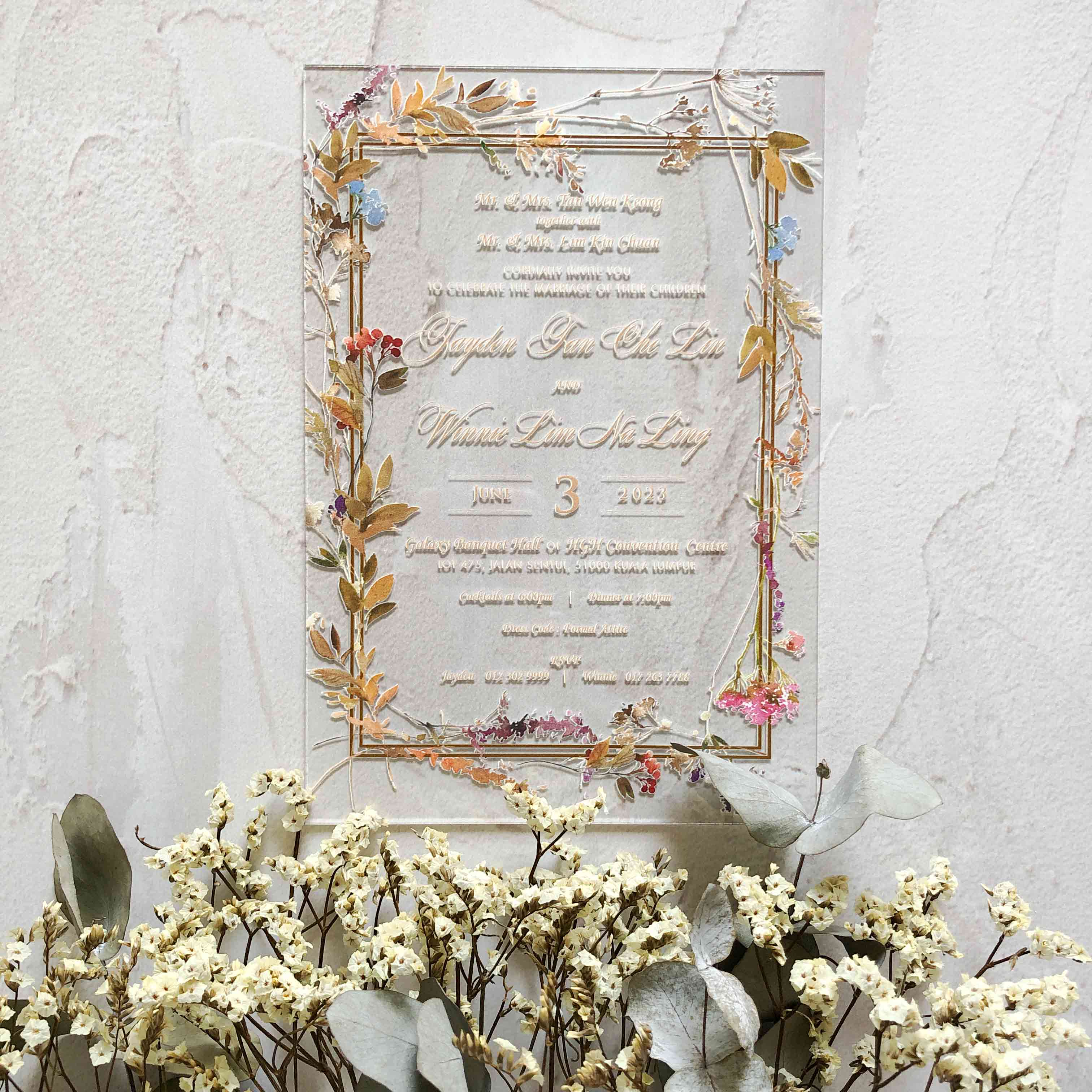 Acrylic Wedding Invitation (Elegant Colour)