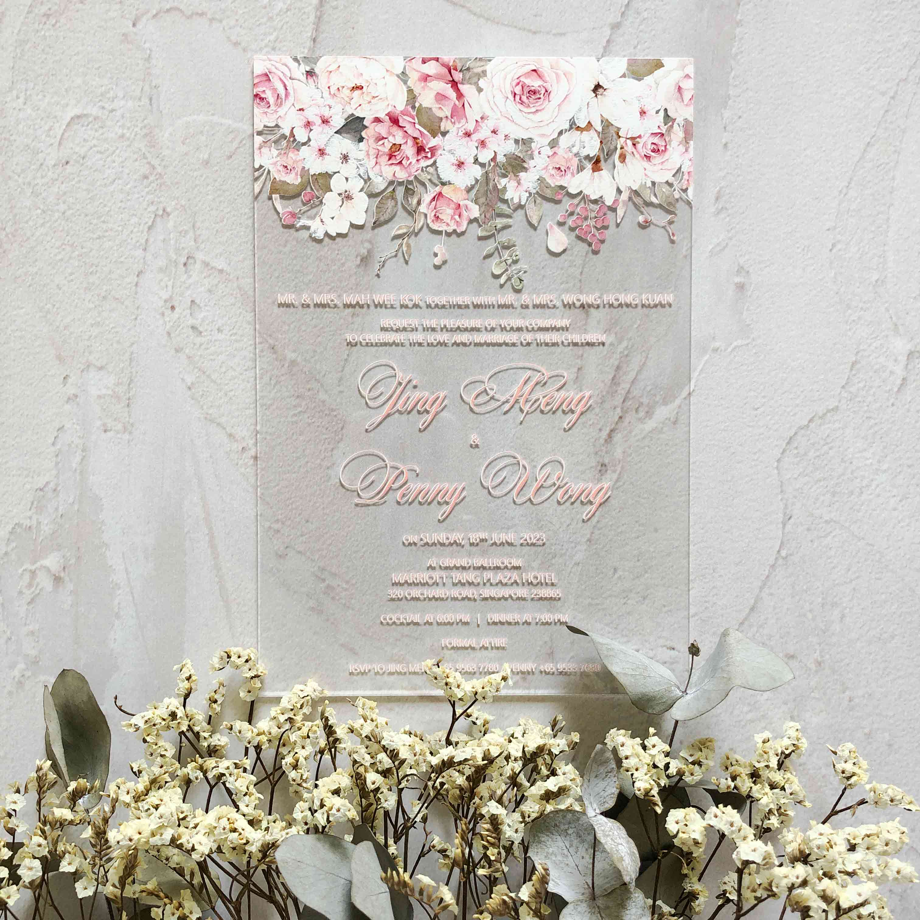 Acrylic Wedding Invitation (Elegant Colour)