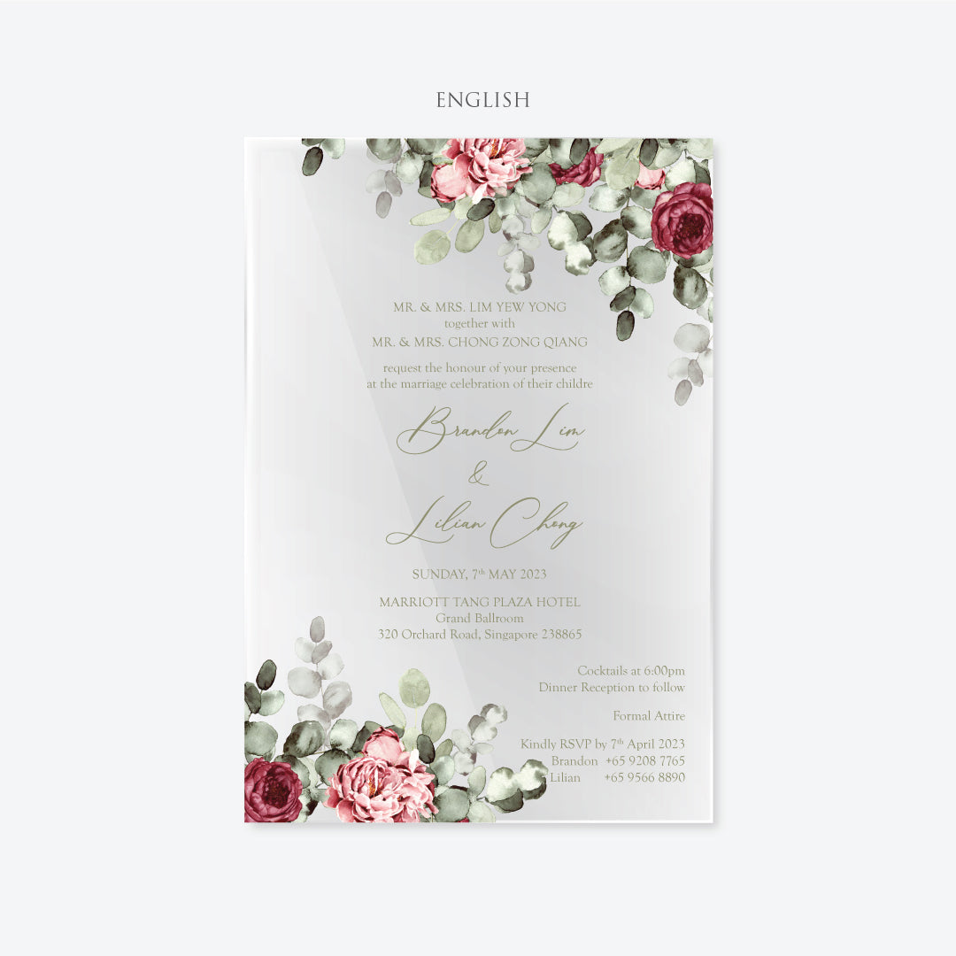 Acrylic Wedding Invitation (Elegant Colour)