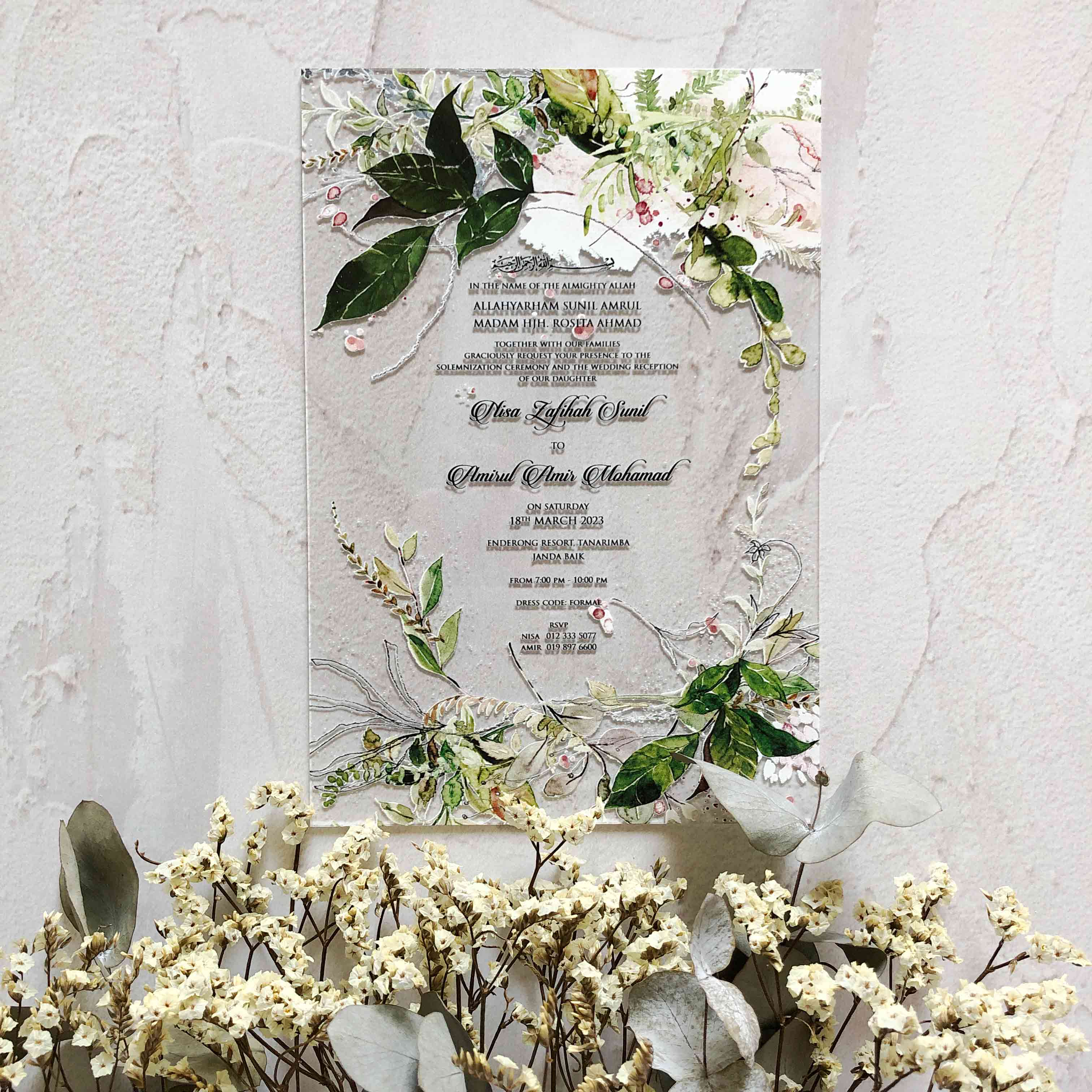 Acrylic Wedding Invitation (Elegant Colour)