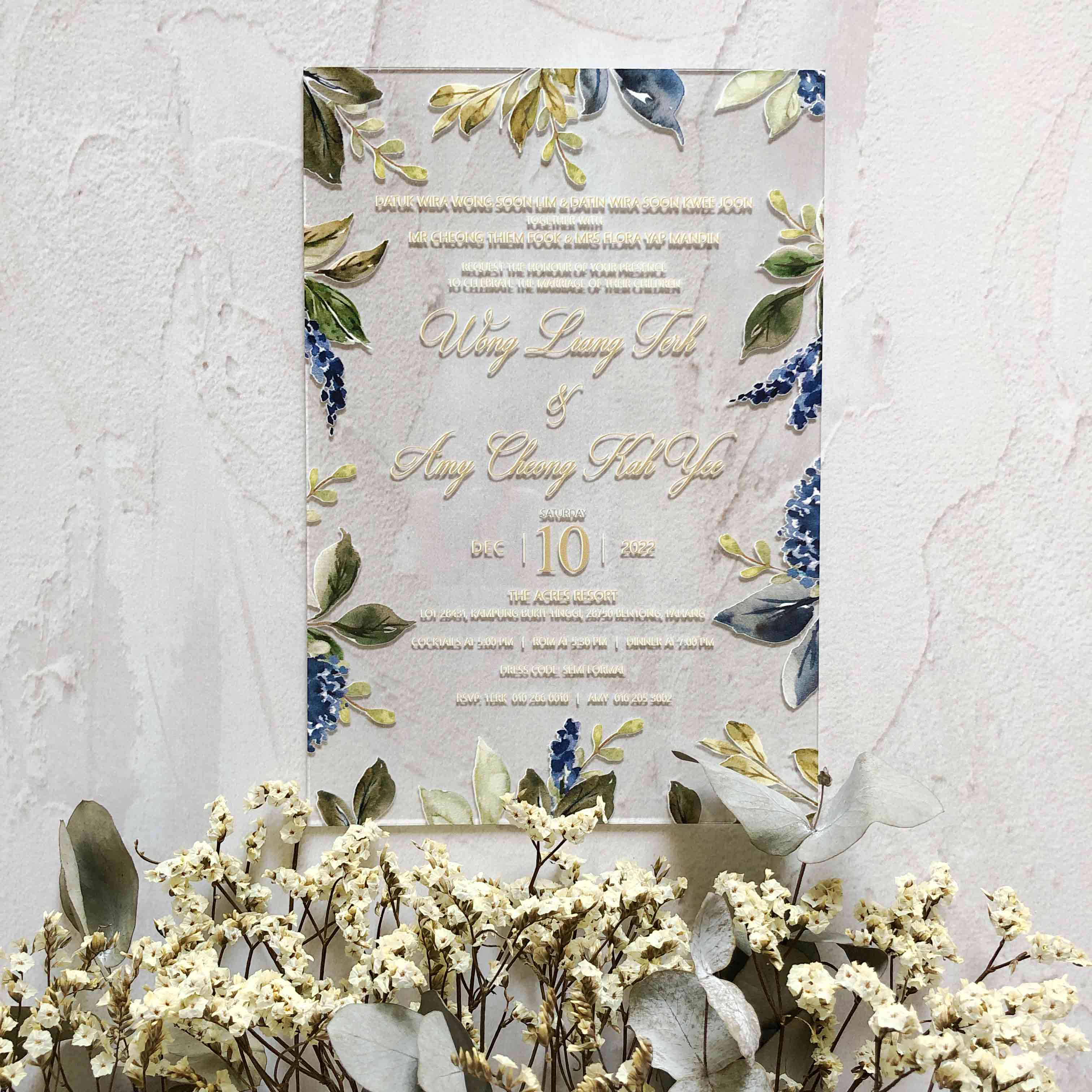 Acrylic Wedding Invitation (Elegant Colour)
