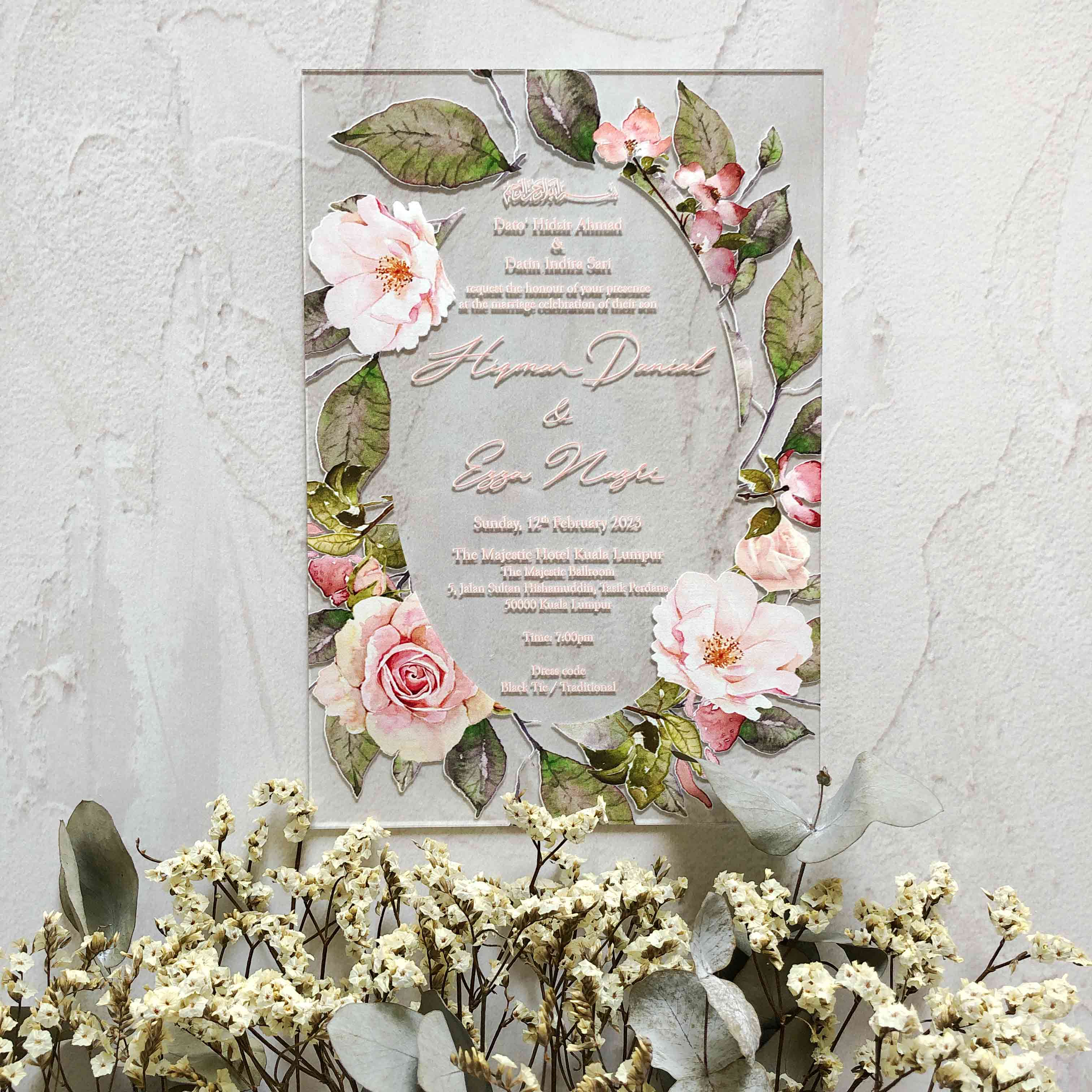 Acrylic Wedding Invitation (Elegant Colour)
