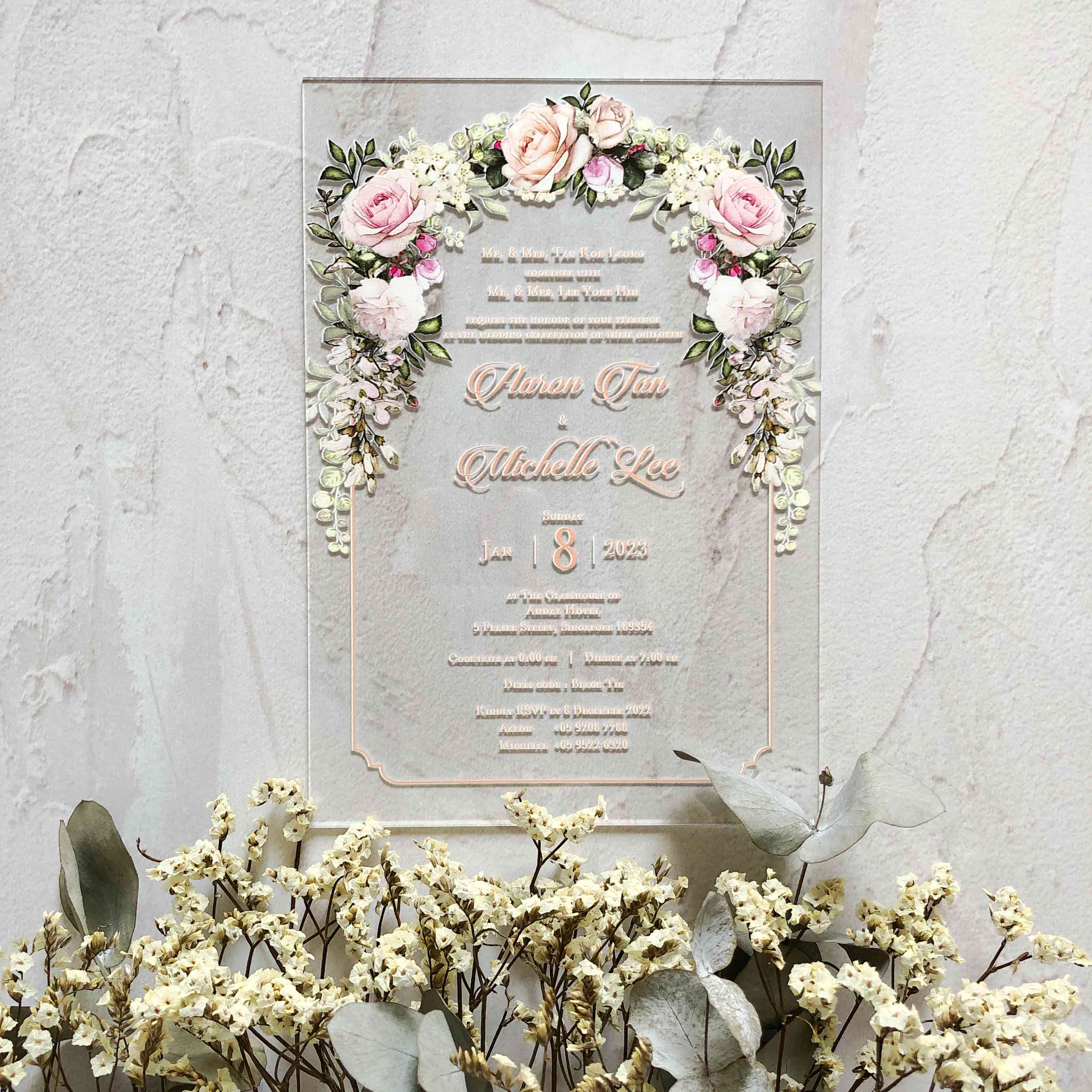 Acrylic Wedding Invitation (ELEGANT COLOUR)