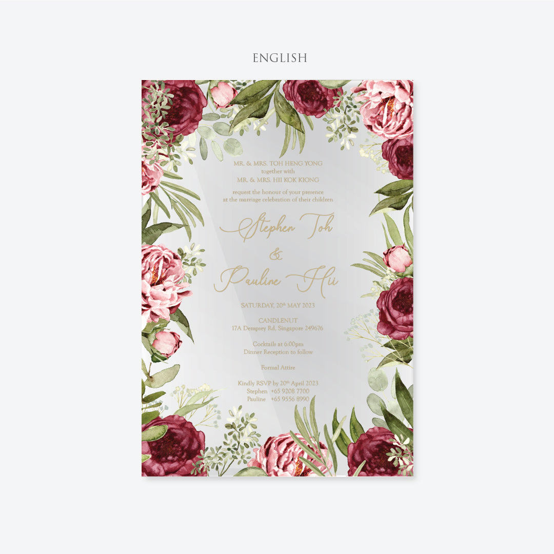 Acrylic Wedding Invitation (Elegant Colour)