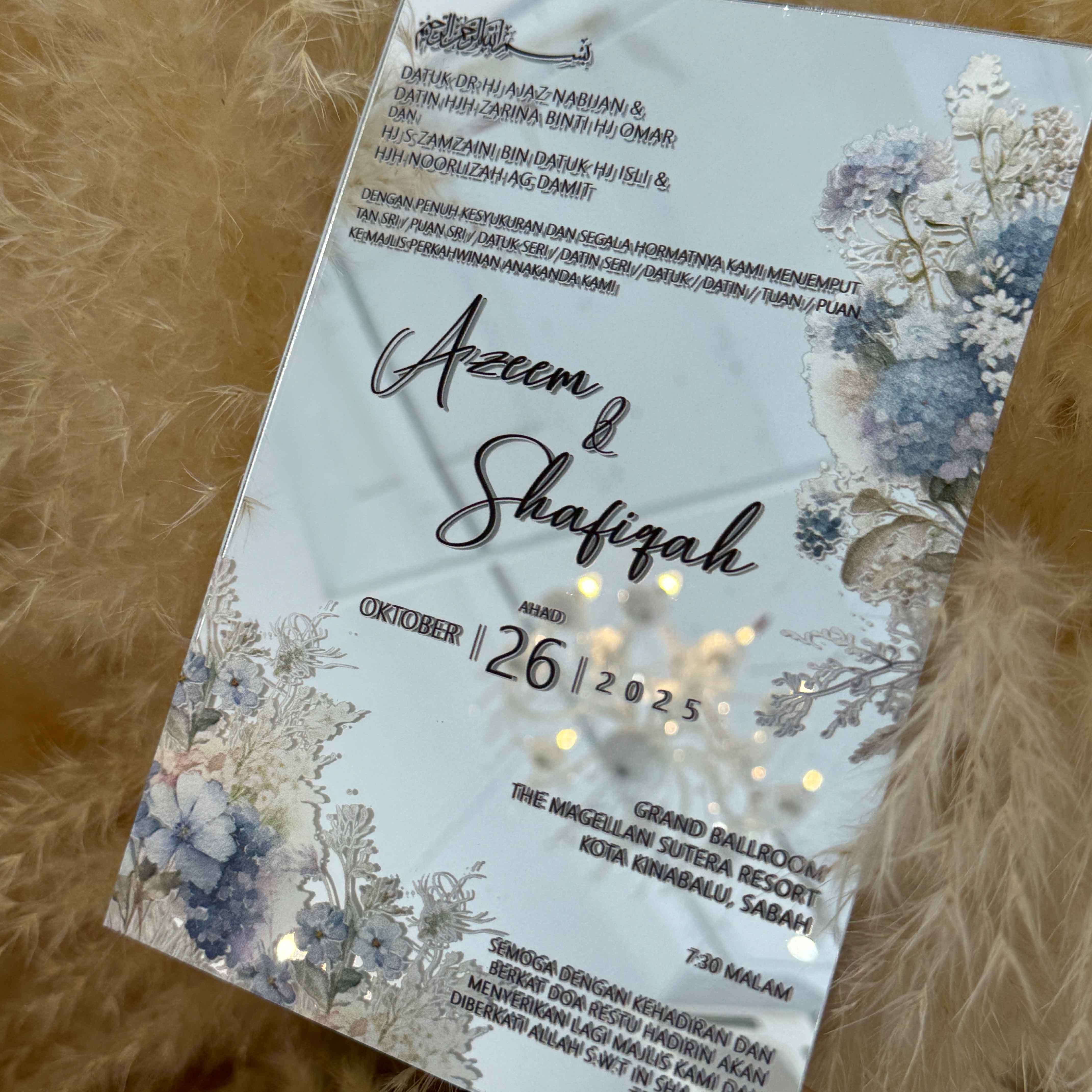 Opulent Mirror Acrylic Wedding Invitations with Chic Monogram Design