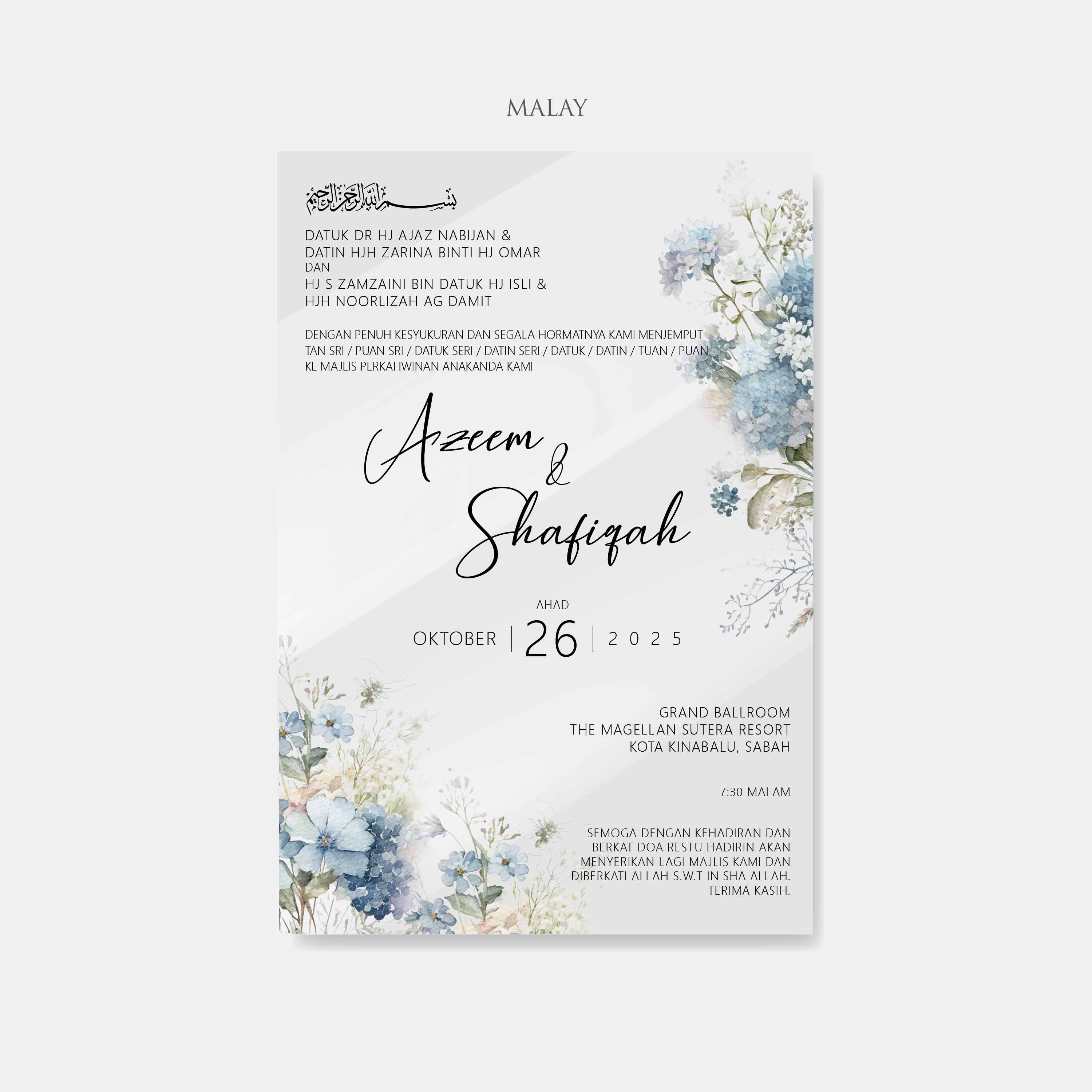 Mirror Acrylic Wedding Invitation