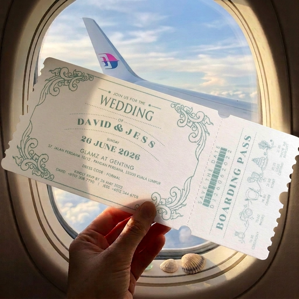 Boarding pass invitations theme also symbolically convey it so well that life is a journey where each moment must be fully lived and enjoyed.